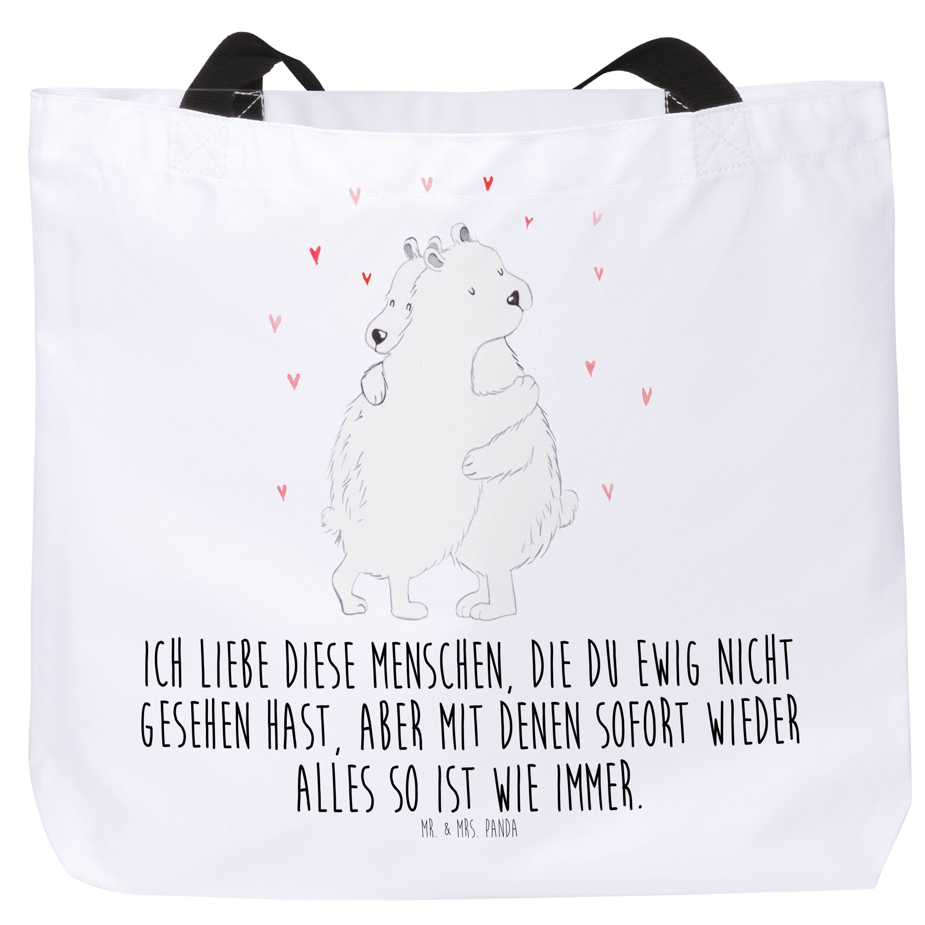 Mr. & Mrs. Panda Shopper Eisbär Umarmen - Weiß - Geschenk, Tasche, Schultasche, Einkaufstasche (1-tlg)