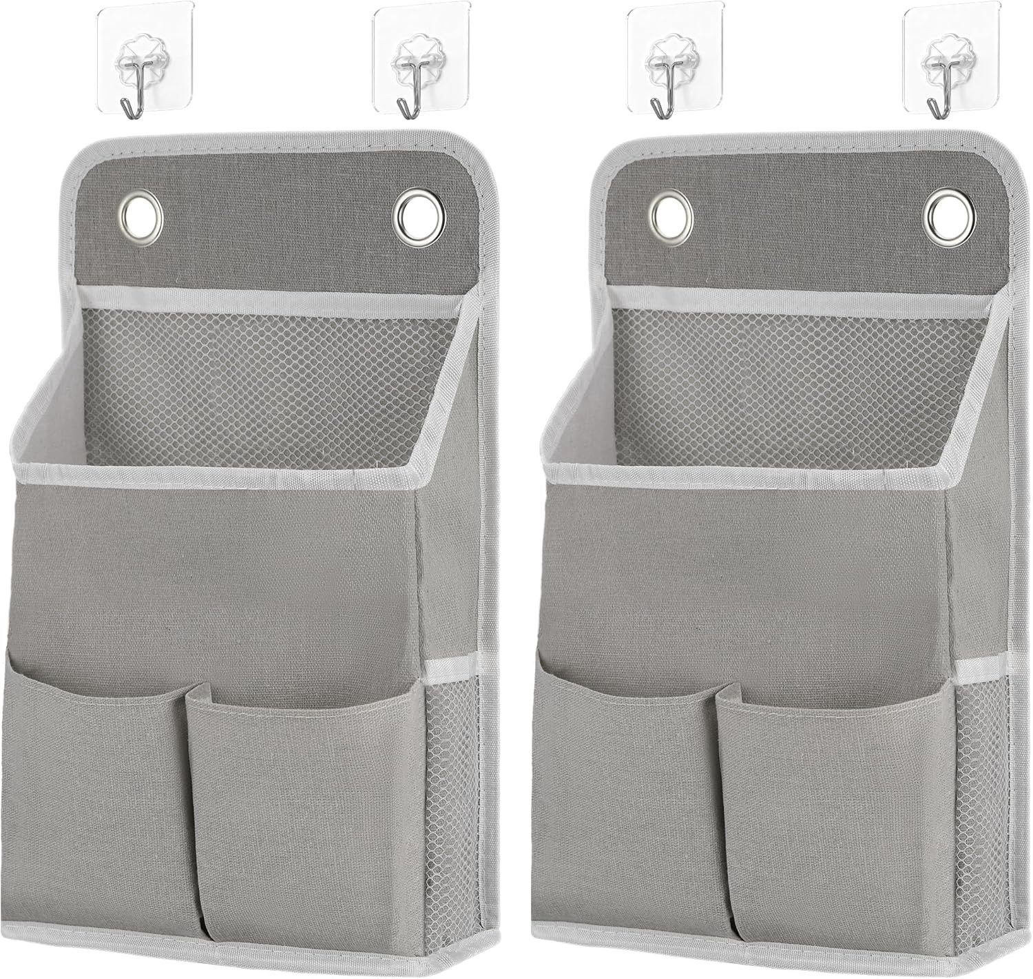 FELIXLEO Wandgarderobe 2er Set Hängeorganizer Grau mit 4 Haken Leinenstoff Faltbar (1 St)