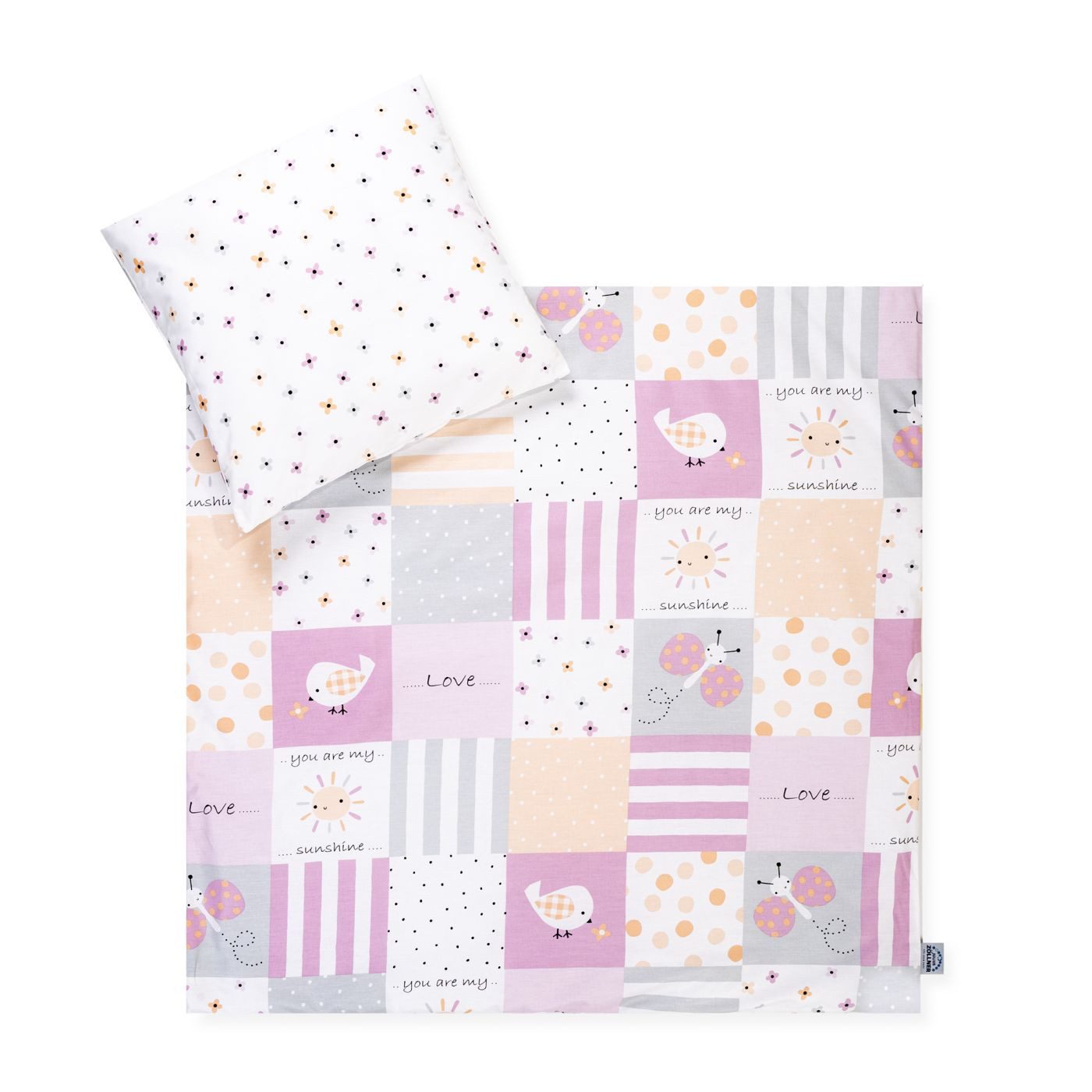 Babybettwäsche Patch rose Bettwäsche 80x80+35x40
