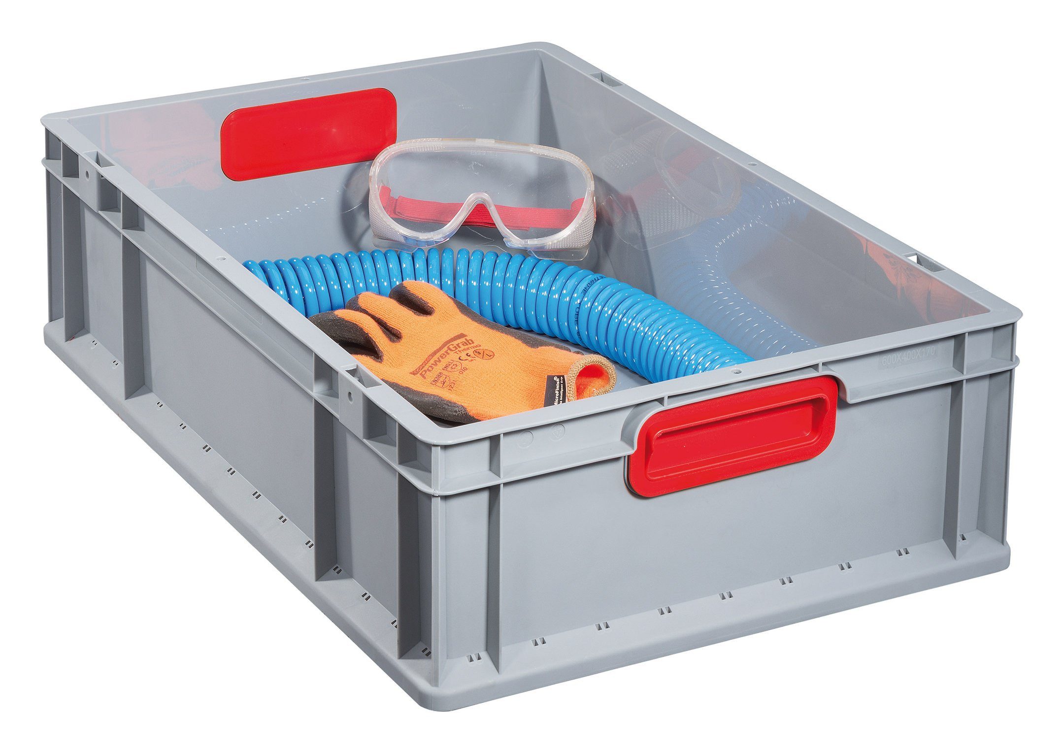 Allit Aufbewahrungsbox, EuroBox 412 Размер 400 x 300 x 120 mm Griffegeschlossen grau / rot