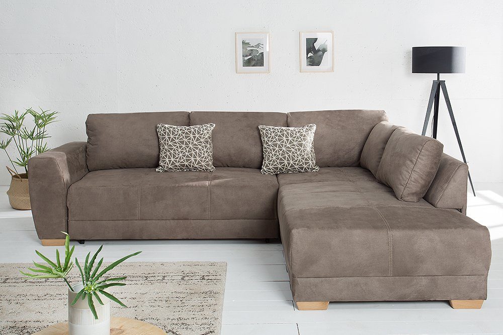 riess-ambiente Ecksofa NORWAY 255cm taupe, 2 Teile, mit Bettfunktion und Bettkasten