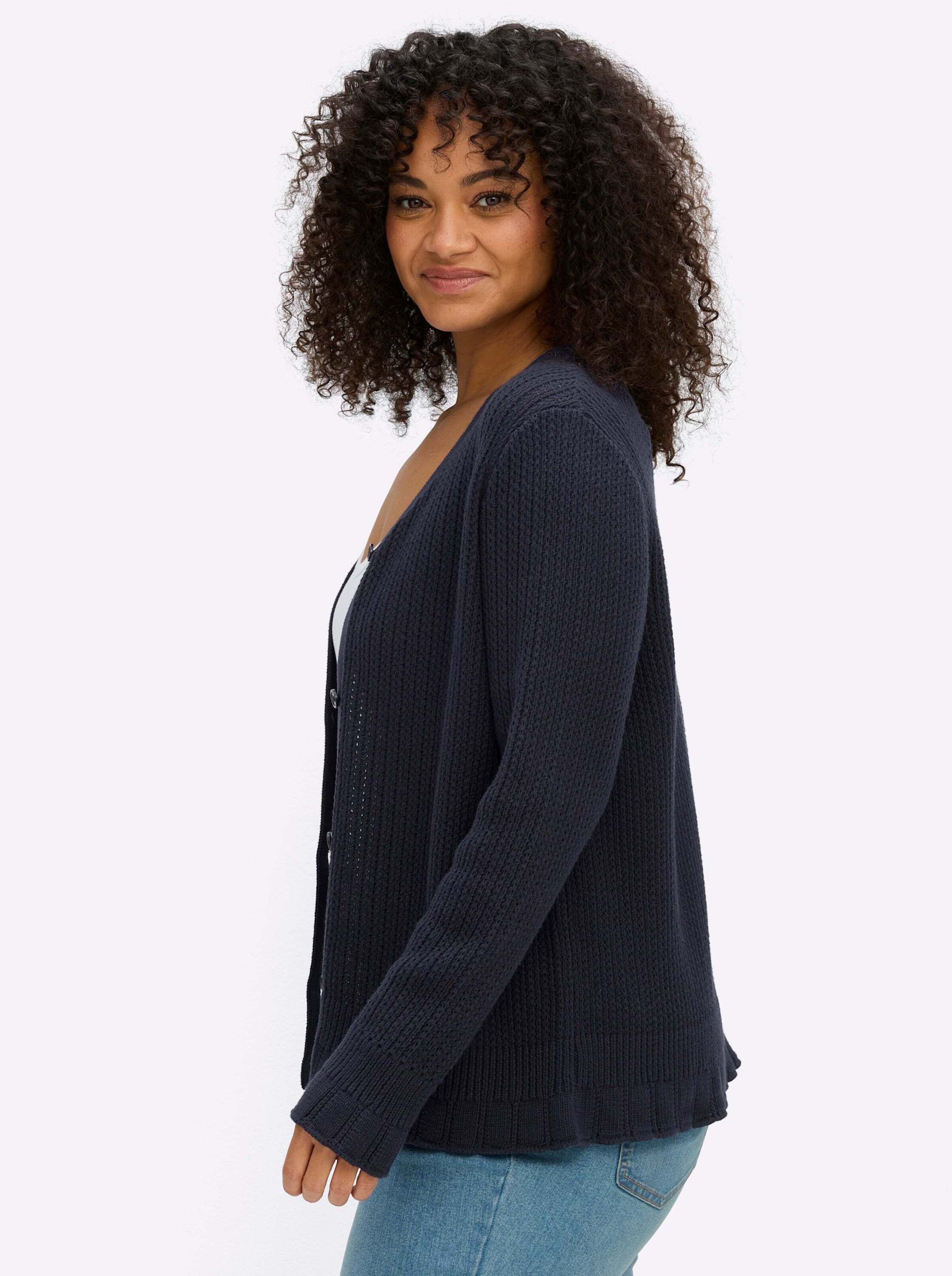 Sheego Strickjacke Strickjacke Langarm Ajour