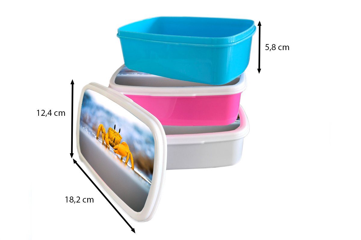 MuchoWow Lunchbox (2-tlg), Brotdose Mädchen, Meer, Erwachsene, - rosa für Krabbe Snackbox, Strand - Kunststoff Brotbox Kinder, Kunststoff
