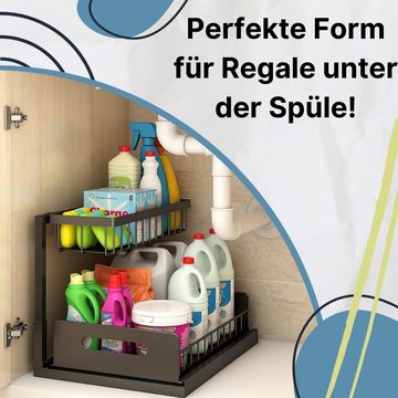 GarPet Küchenregal Spülschrank Organizer ausziehbar Küche Bad Metall Gewürzregal schwarz