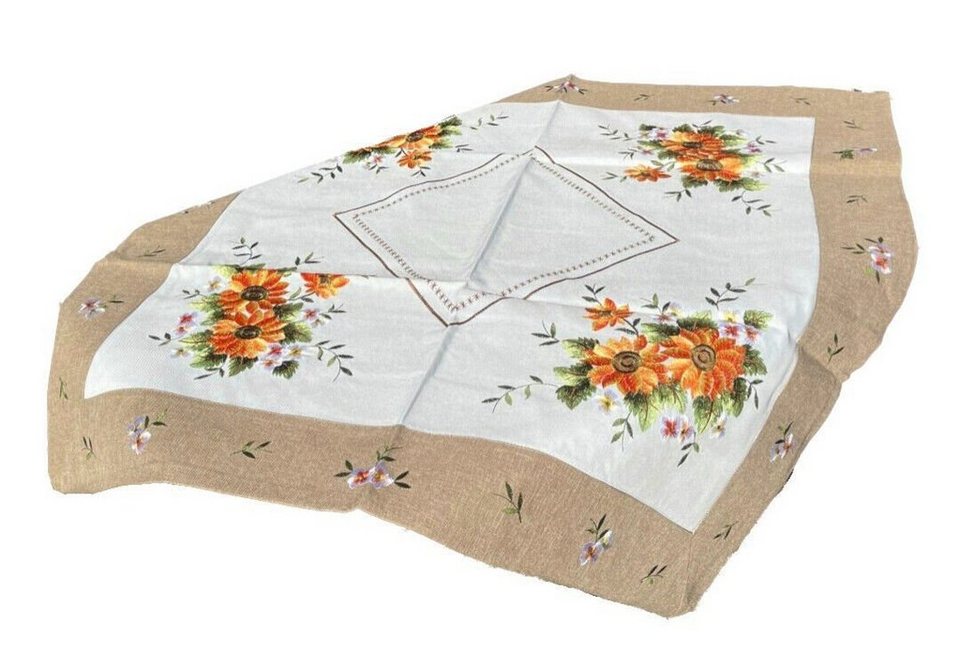 Westernlifestyle Mitteldecke Sonnenblumen Blumenmotiv Tischdecke  Leinen-Optik w