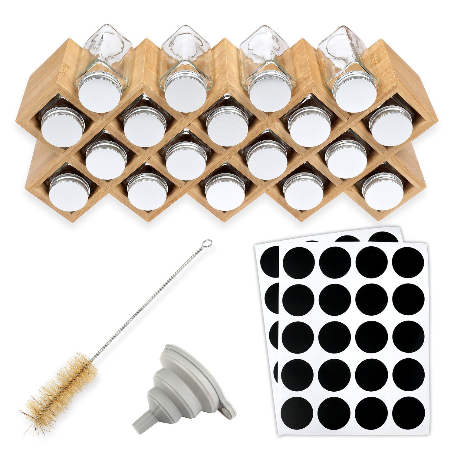 Schramm Gewürzbehälter Schramm® Bambus Gewürzregal mit 18 Gewürzgläsern ink günstig online kaufen