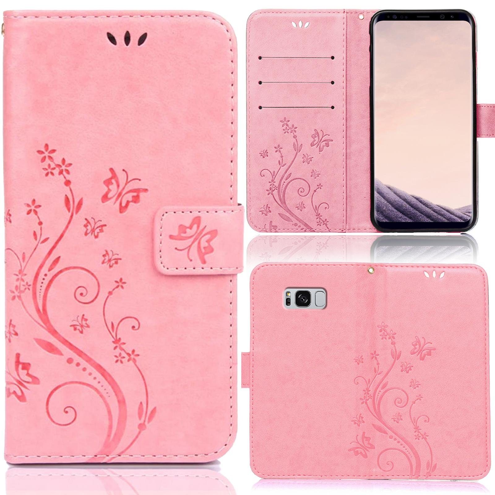 Numerva Handyhülle Bookstyle Flower für Samsung Galaxy S8, Handy Tasche Schutzhülle Klapphülle Flip Cover mit Blumenmuster