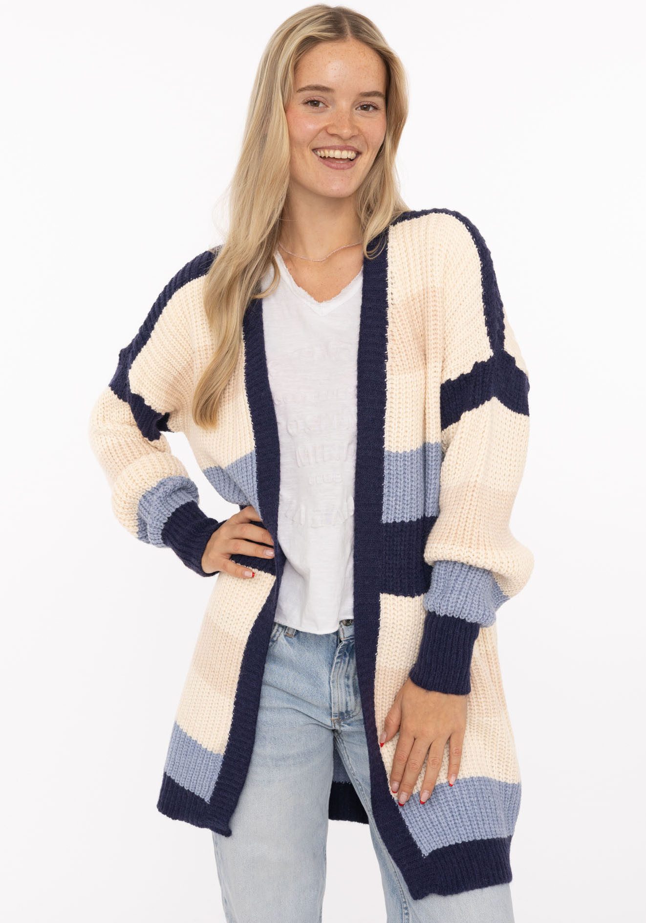 Zwillingsherz Strickjacke "Streifen" mit Blockstreifen
