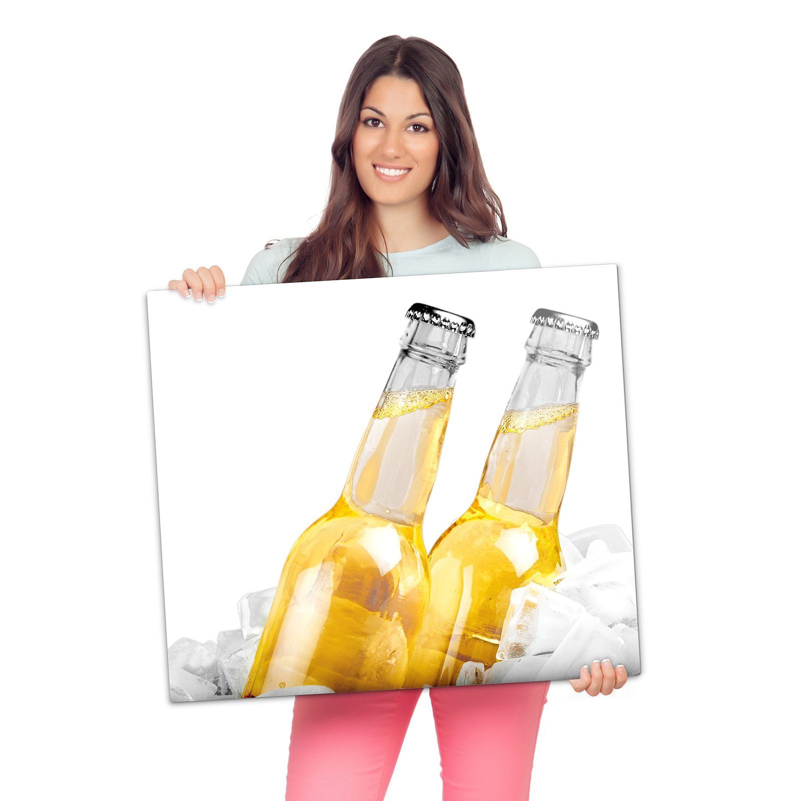 Primedeco Bier, Zwei Flaschen Herdabdeckplatte (1 Herd-Abdeckplatte aus Spritzschutz Glas, Glas tlg)