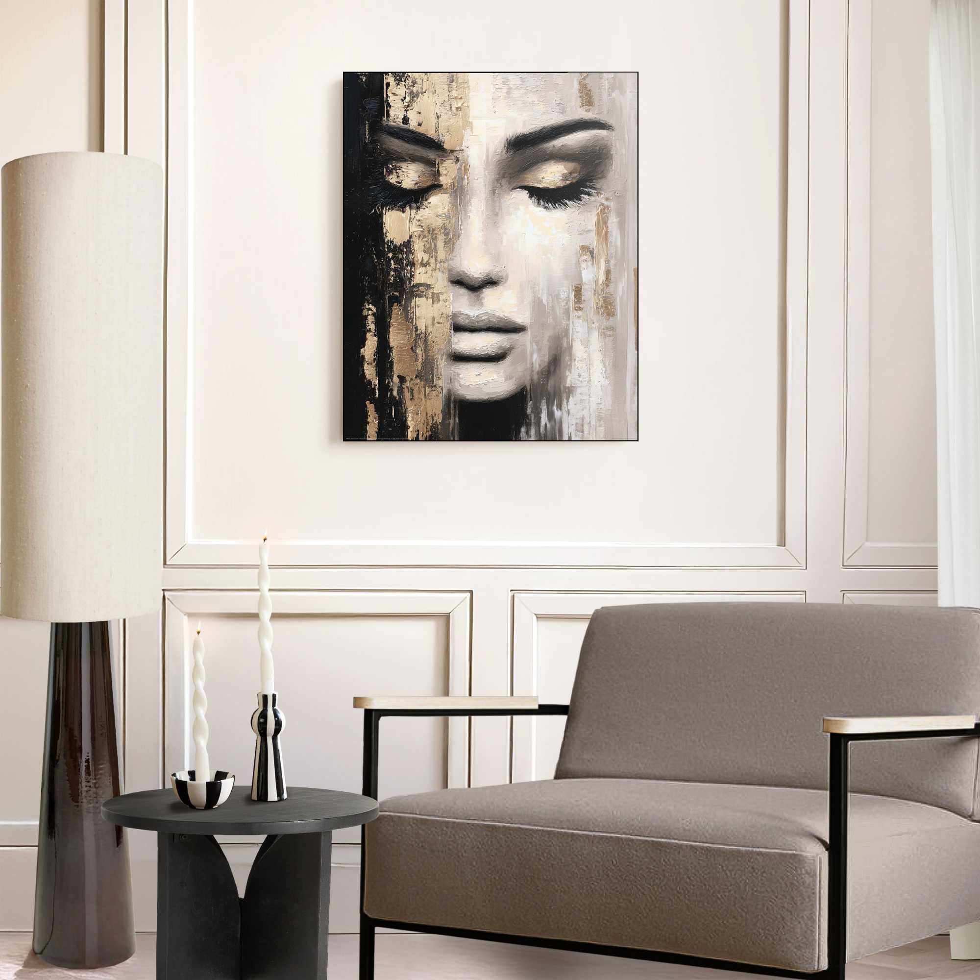 Reinders! Wandbild Stille in Gold, Menschen (1 St), Wohnzimmer - Schwarz-Weiß - MDF - Frauen - 40x50 cm