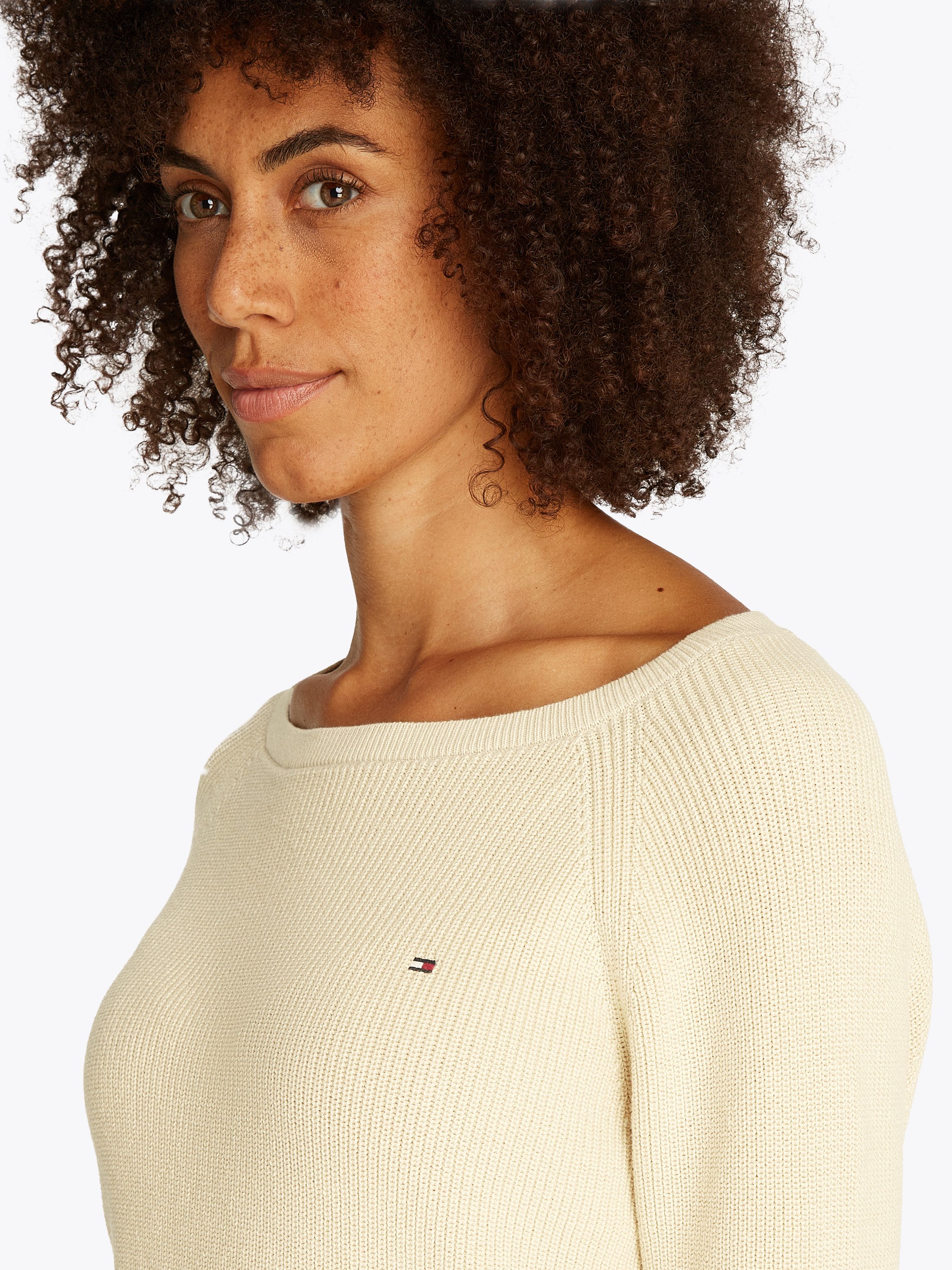 Tommy Hilfiger Strickpullover CO CARDI FINE GG LS BOAT-NK SWT mit Raglanärm günstig online kaufen