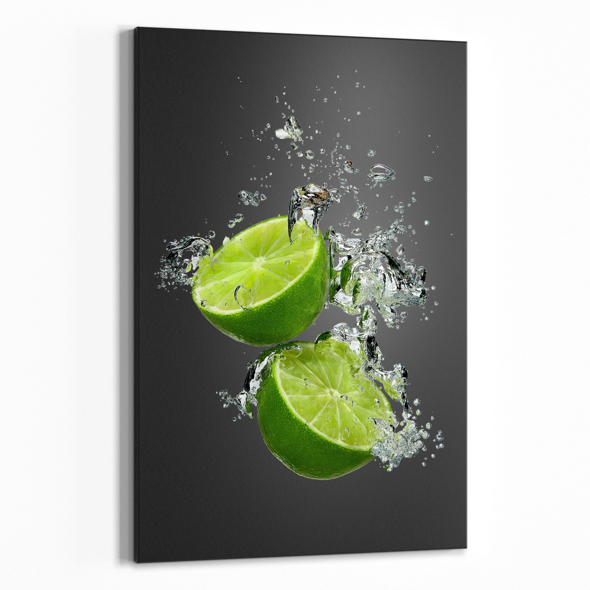 DEQORI Wandtafel 'Limettenhälften im Wasser', (1-tlg), Metall Kreidetafel bedruckt Schreibtafel modern Schiefertafel Tafel