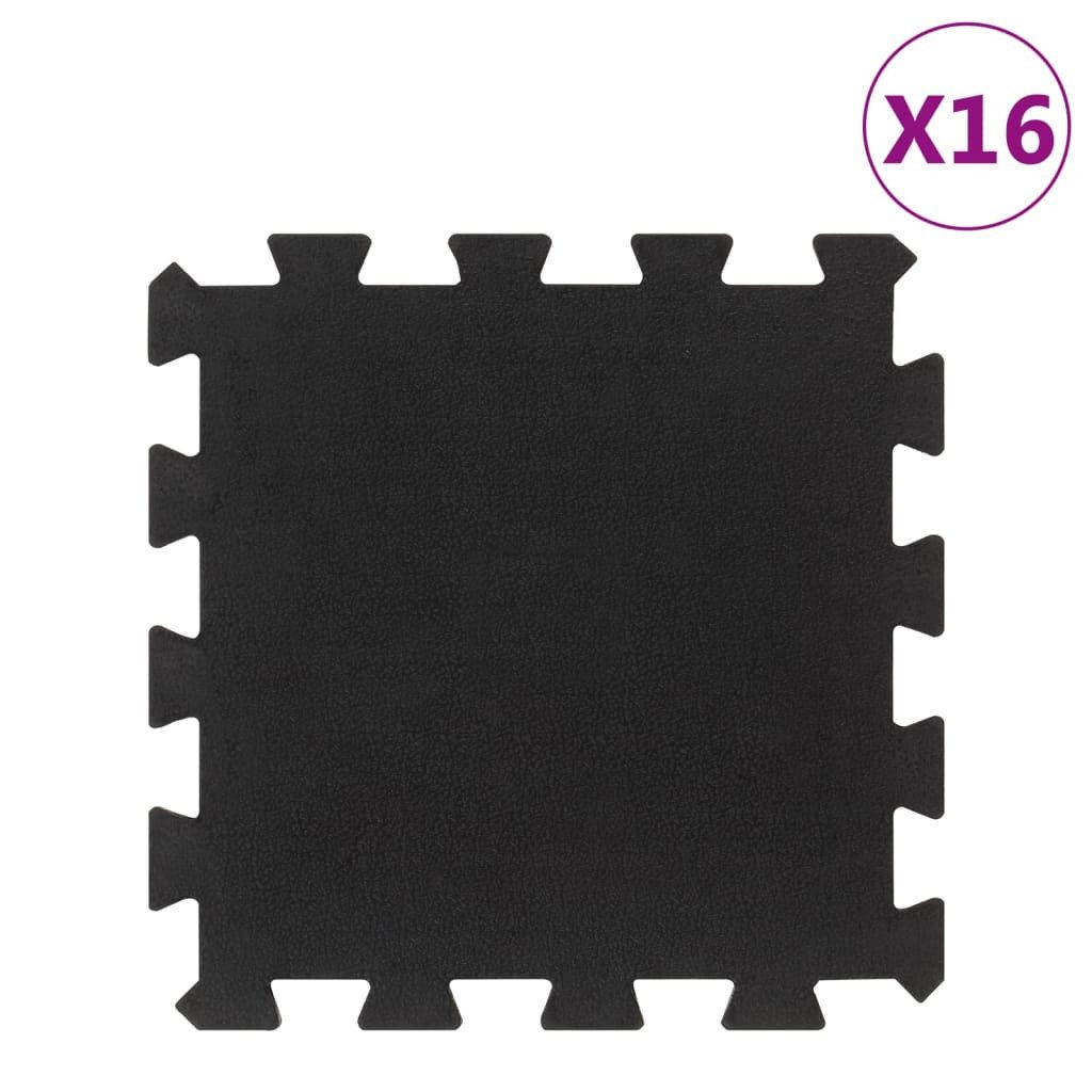 vidaXL Trainingsmatte 30 x 30 x 2 cm Bodenfliesen aus Gummi 16 Stk Schwarz 16 mm 30x30 cm