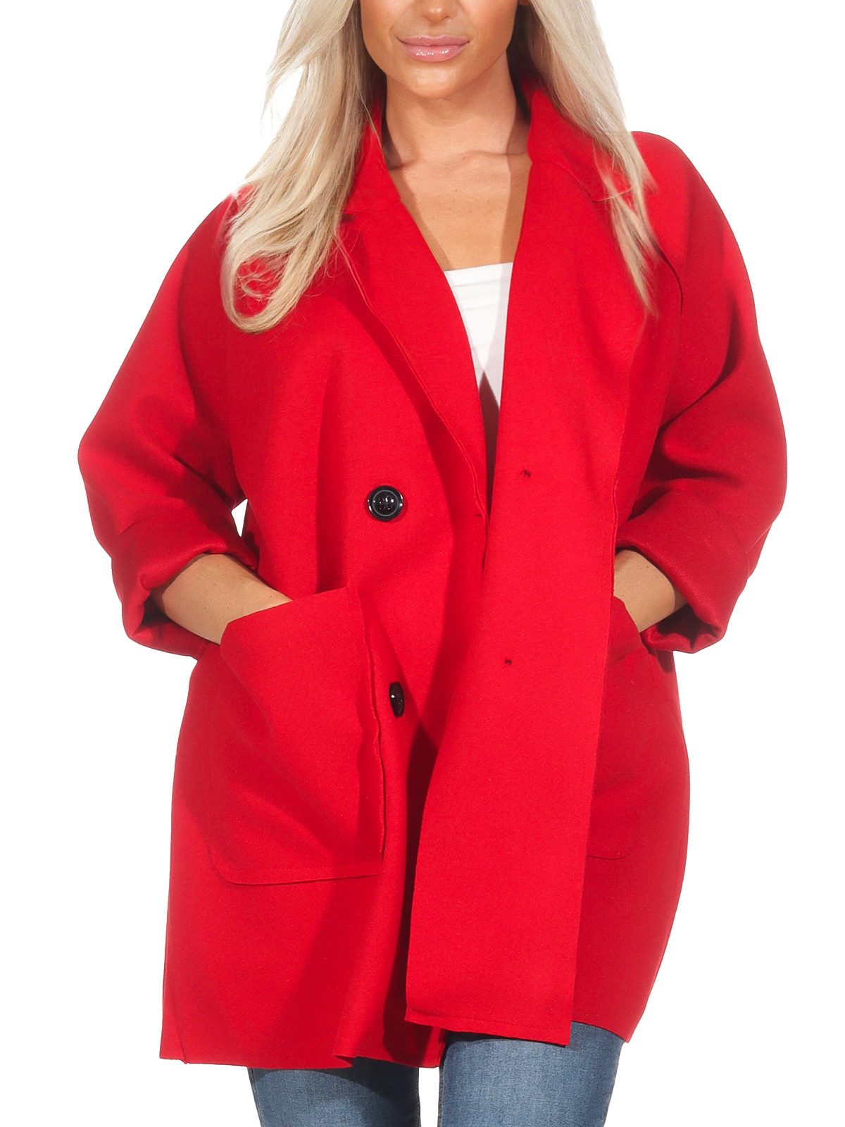 simaranda Kurzjacke Damen Mantel 5590 38-44 Rot in Unifarbe günstig online kaufen