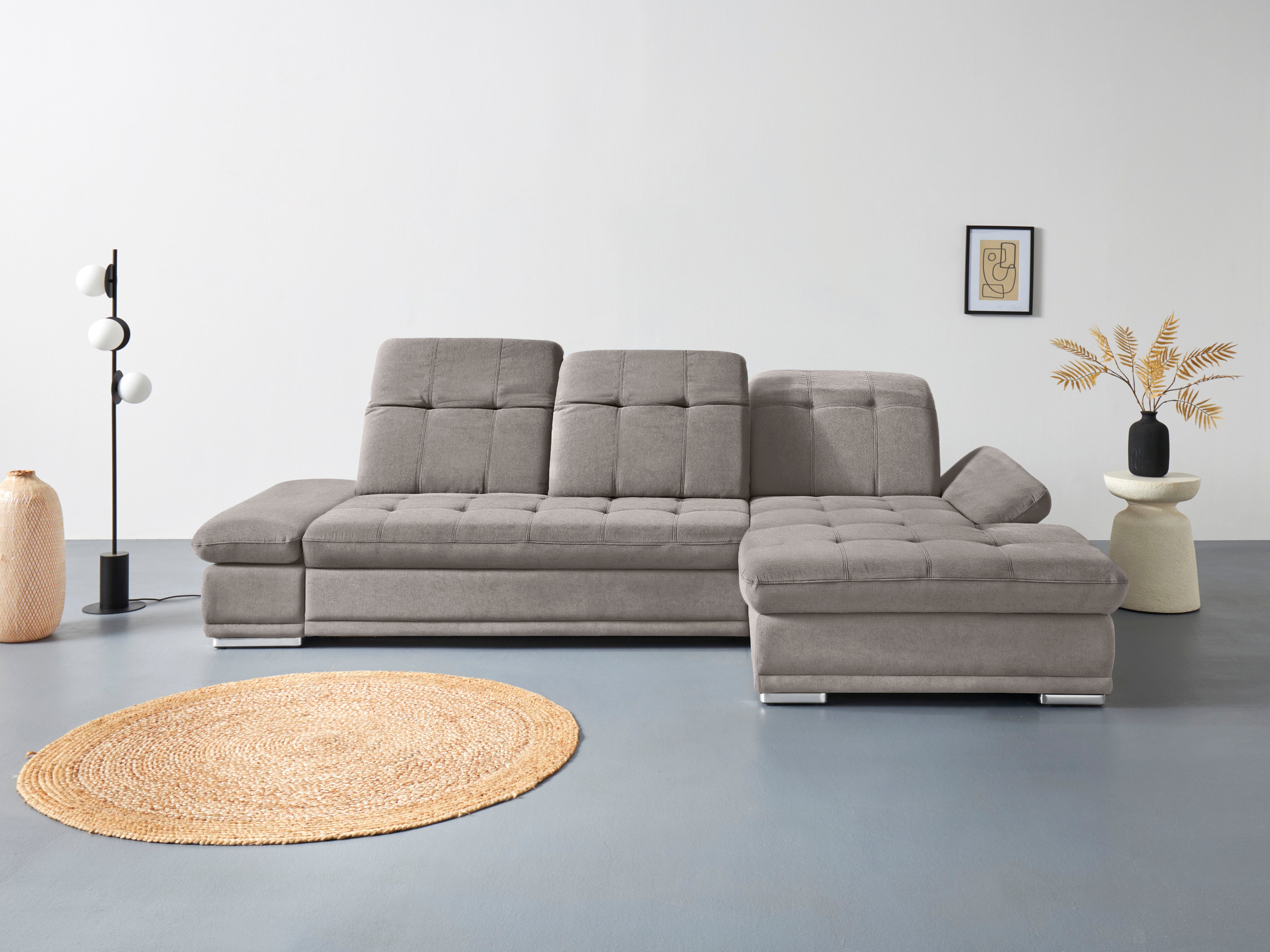 Ecksofa Holiday L-Form mit Sitztiefen-, Armteil- und Kopfteilverstellung