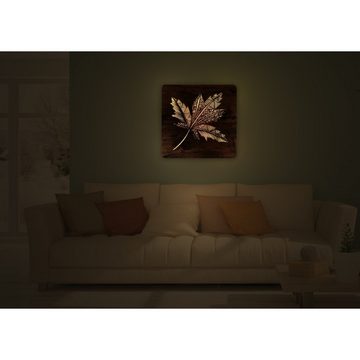 WohndesignPlus LED-Bild LED-Wandbild "Ahornblatt" 62cm x 62cm mit 230V, Natur, DIMMBAR! Viele Größen und verschiedene Dekore sind möglich.