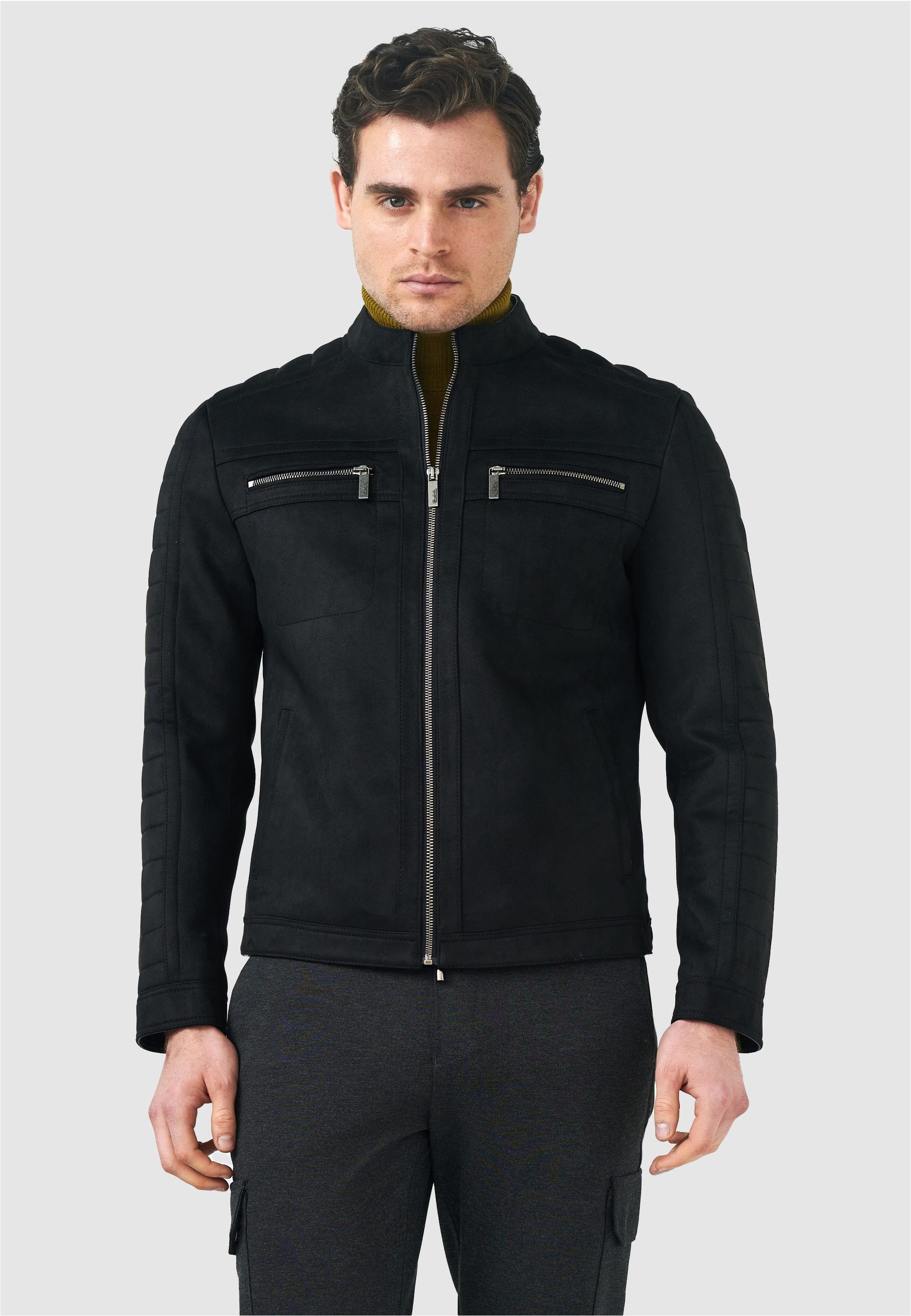 Pierre Cardin Outdoorjacke im angesagten Biker-Stil