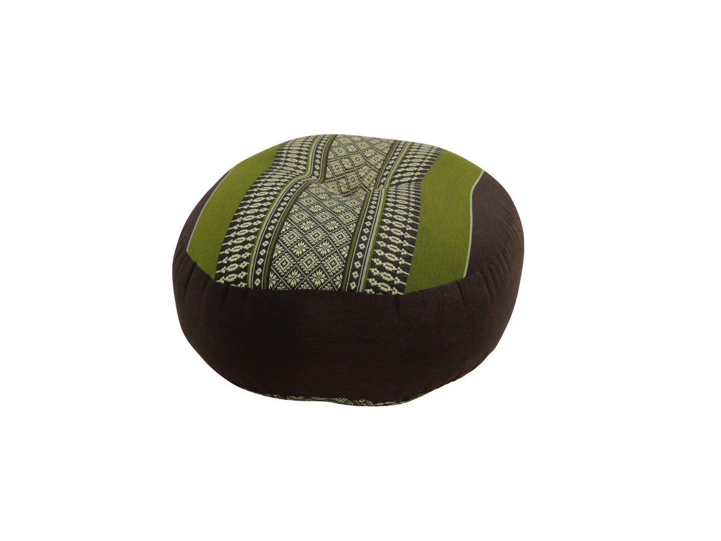 my Hamam Yogakissen Meditationskissen Zafu braun-grün 36x20 cm, angenehm, weich, orientalisches Muster | Bodensitzkissen