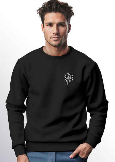 Neverless Sweatshirt Sweatshirt Herren Aufdruck Print Palme Line Art Motiv Rundhals-Pullove
