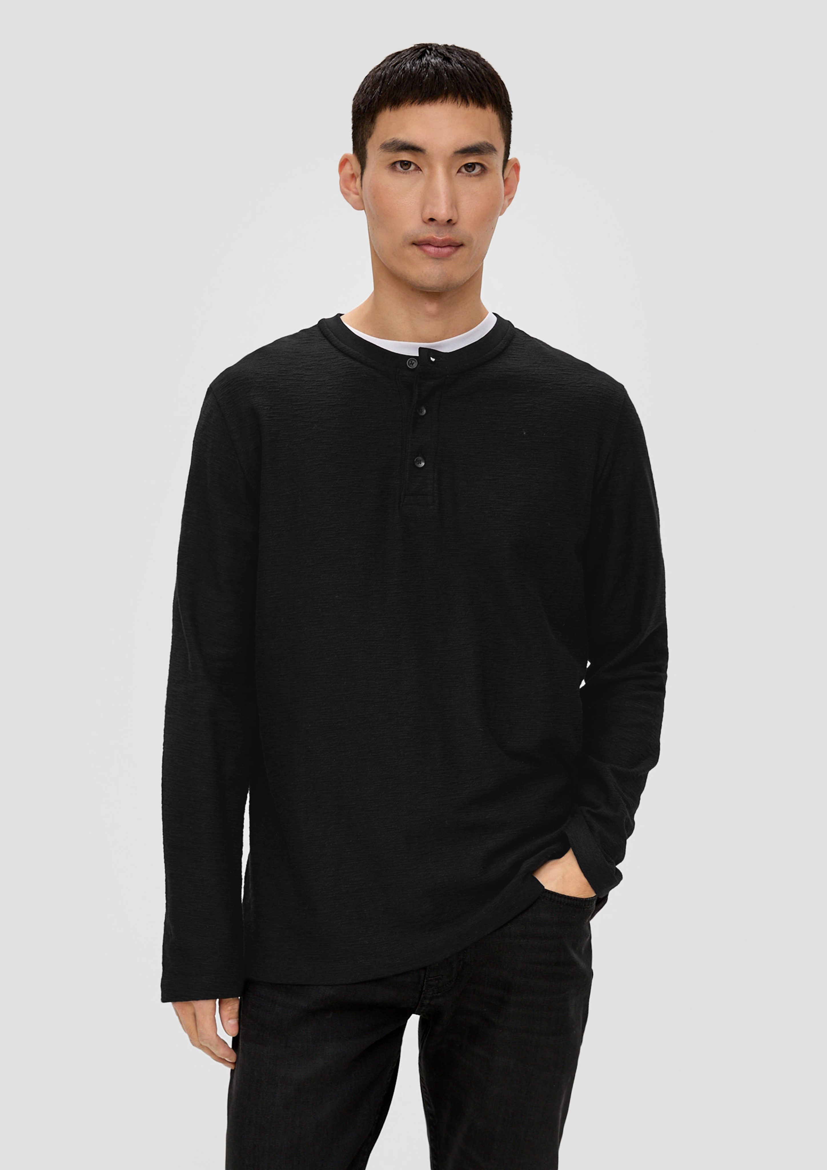 s.Oliver Langarmshirt Longsleeve in Slub-Yarn-Qualität schwarz | Shirts