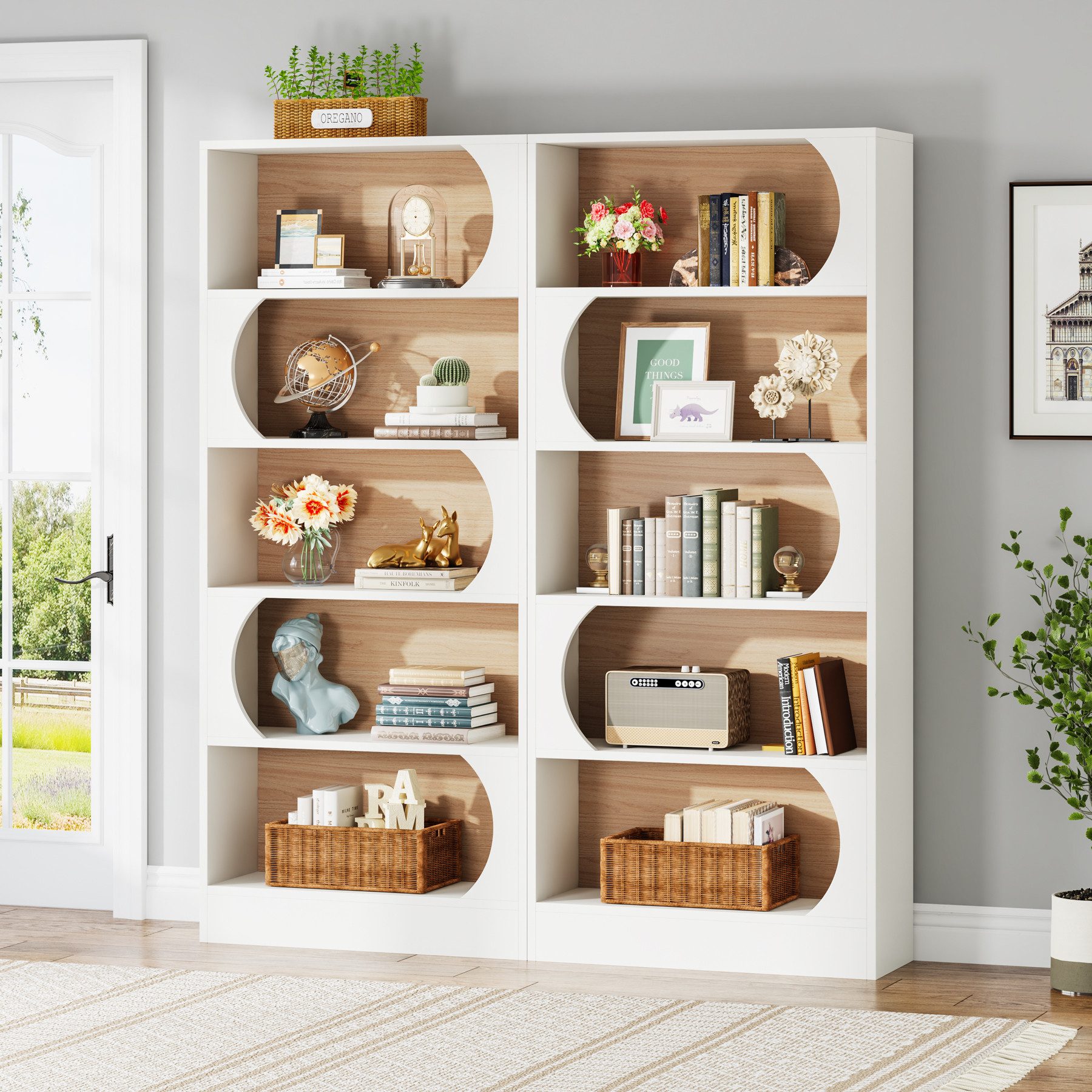 Tribesigns Bücherregal mit 5 Ebenen, 180 cm hoch, freistehendes Bücherregal mit Ablagen