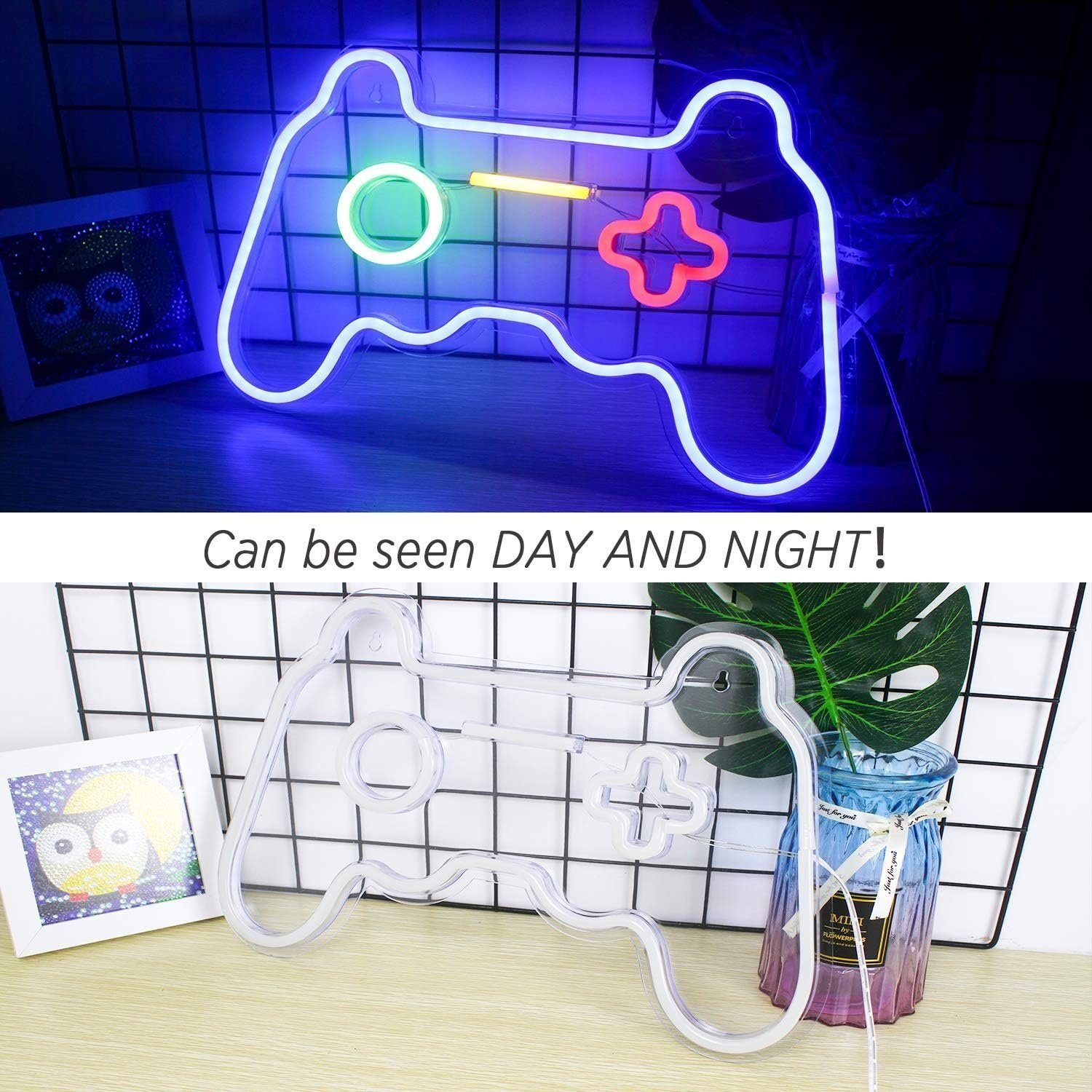 Leuchtschrift DOPWii Leuchtreklame,Neonlicht,Schild,Blau Dekolicht Gamepad LED Neon Spiel