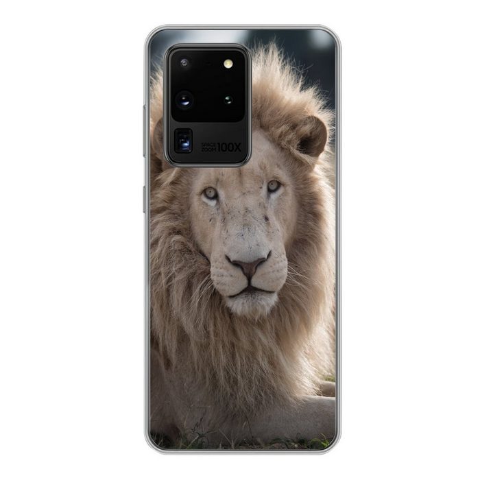 MuchoWow Handyhülle Löwe - Tier - Weiß Phone Case Handyhülle Samsung Galaxy S20 Ultra Silikon Schutzhülle