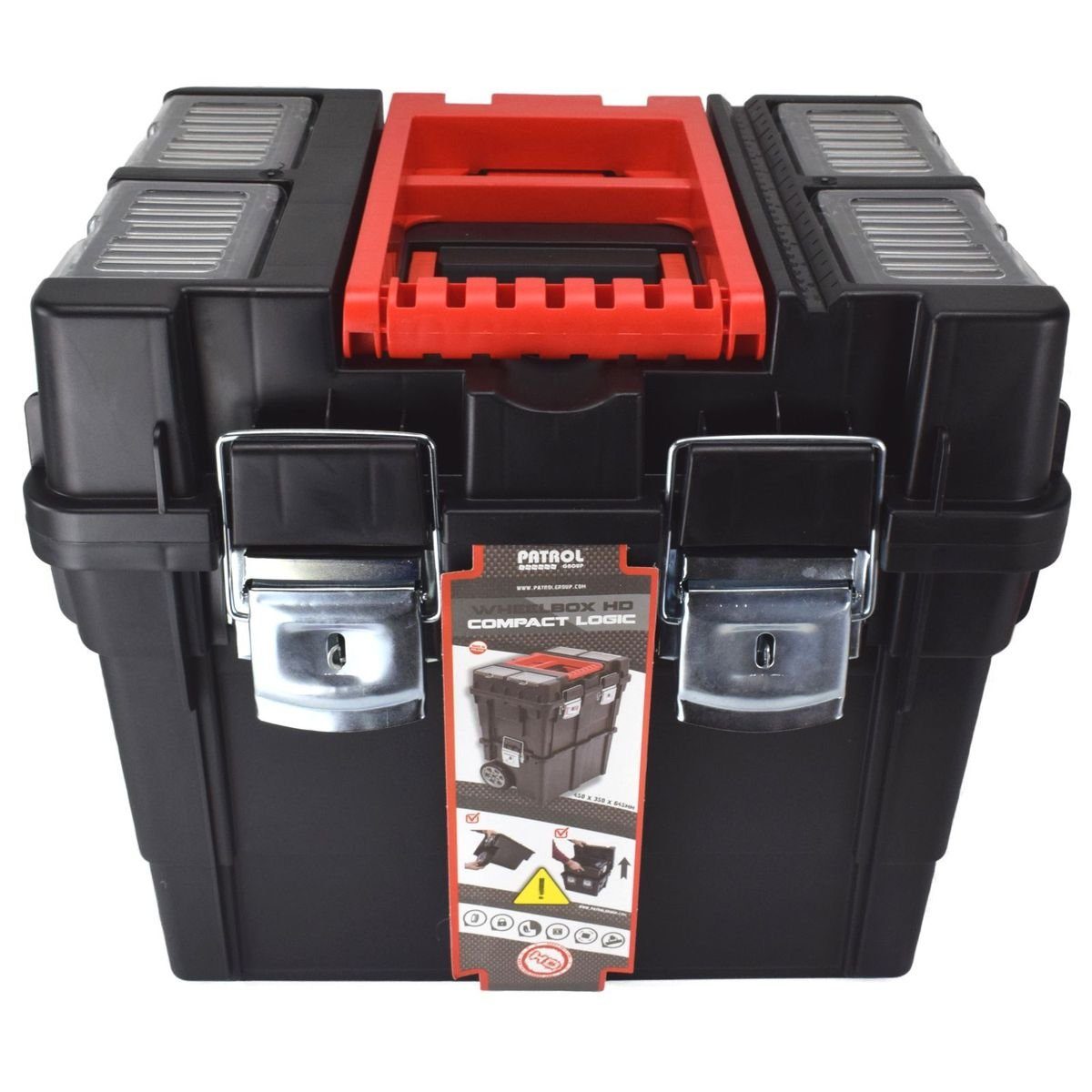 Patrol Werkzeugbox Mobile Werkzeugbox mit Rollen, 10 Fächern 45x35x64,5cm Kunststoff