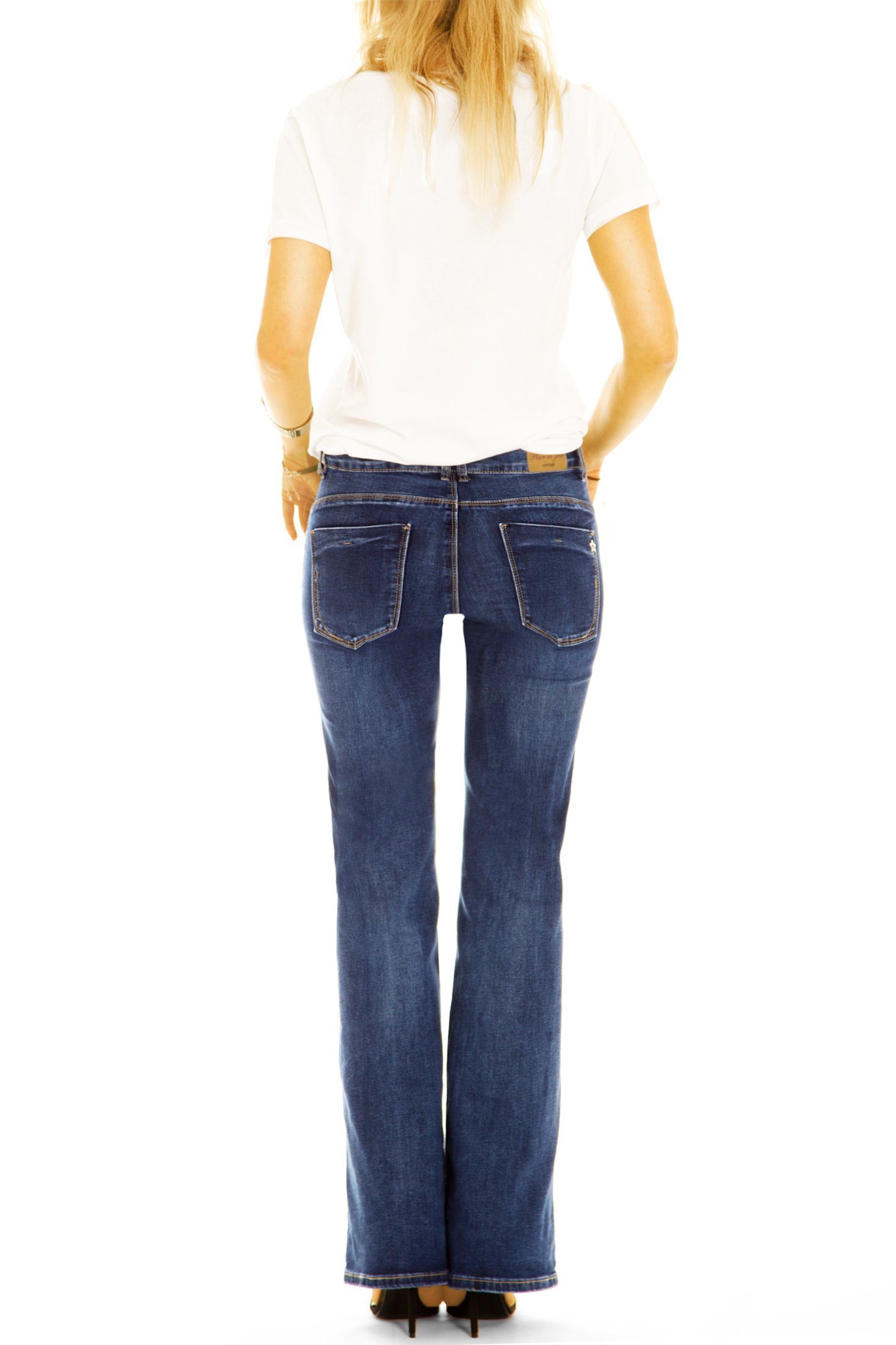 Damen Passform Medium mit j5e - Jeans Bootcut Hose - Bootcut-Jeans Stretch-Anteil, ausgestellter be styled 5-Pocket-Style Waist