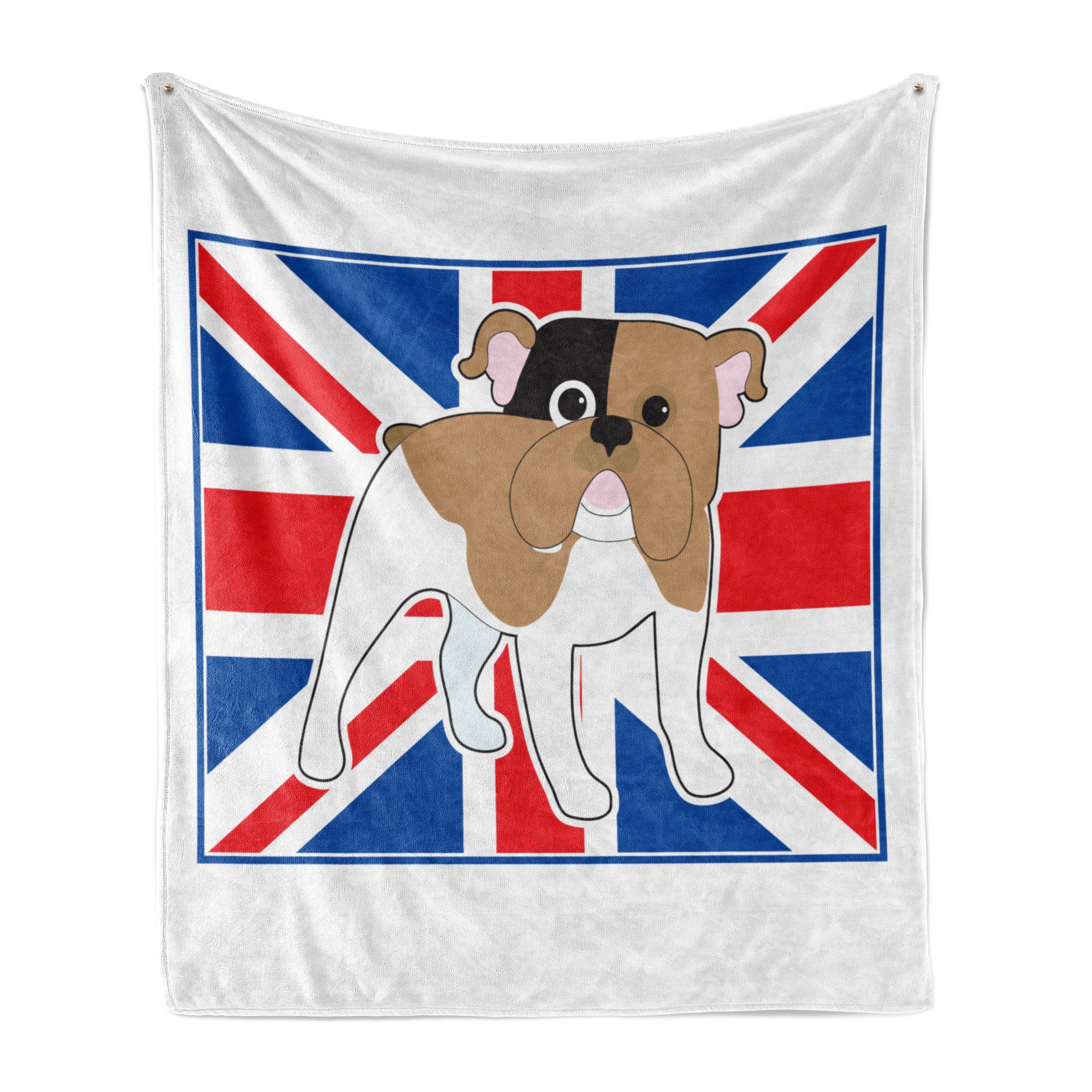 Wohndecke Gemütlicher Plüsch für den Innen- und Außenbereich, Abakuhaus, Bulldogge Britische Flagge Illustration | Wohndecken