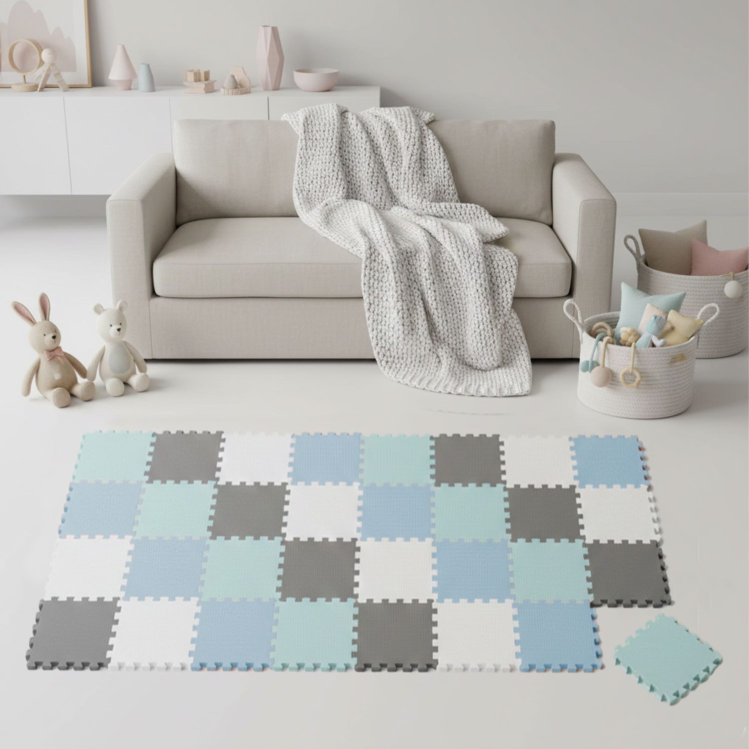 LittleTom Puzzlematte ab dem 1. Tag - 36 Teile Baby Spielmatte - 30 x 30 Kinder Krabbelmatte, (36-tlg), Spielunterlage für Babys und Kleinkinder - Kinderzimmer Puzzleteppich