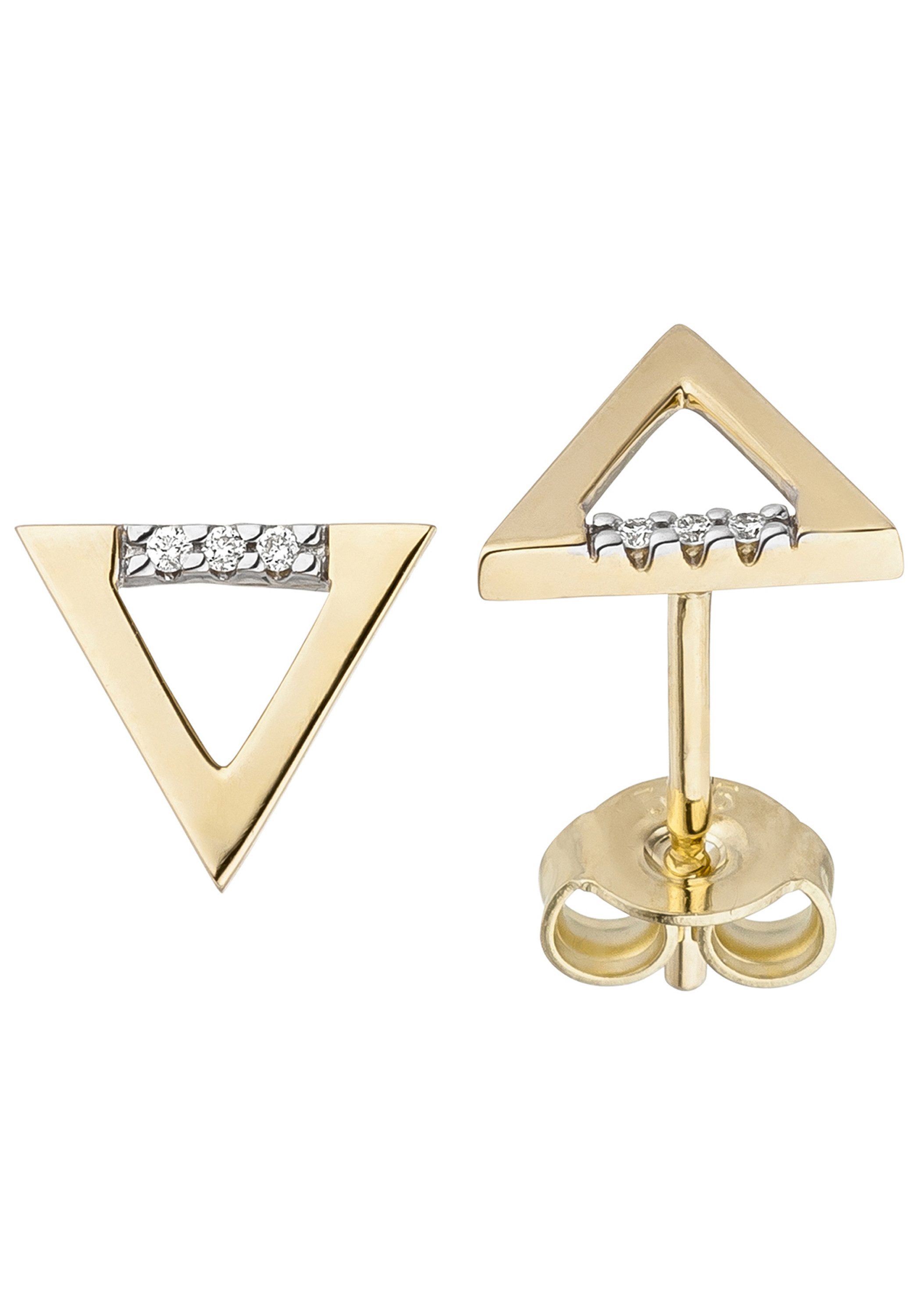 JOBO Paar Ohrstecker, dreieckig 585 Gold...