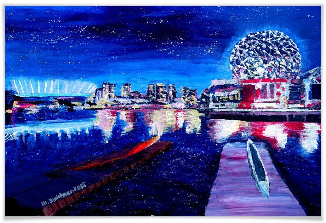 Vancouver Himmel Blau Nacht, Wall-Art Poster, Poster Wandposter Bild, St), Stadt bei (1 Wandbild,