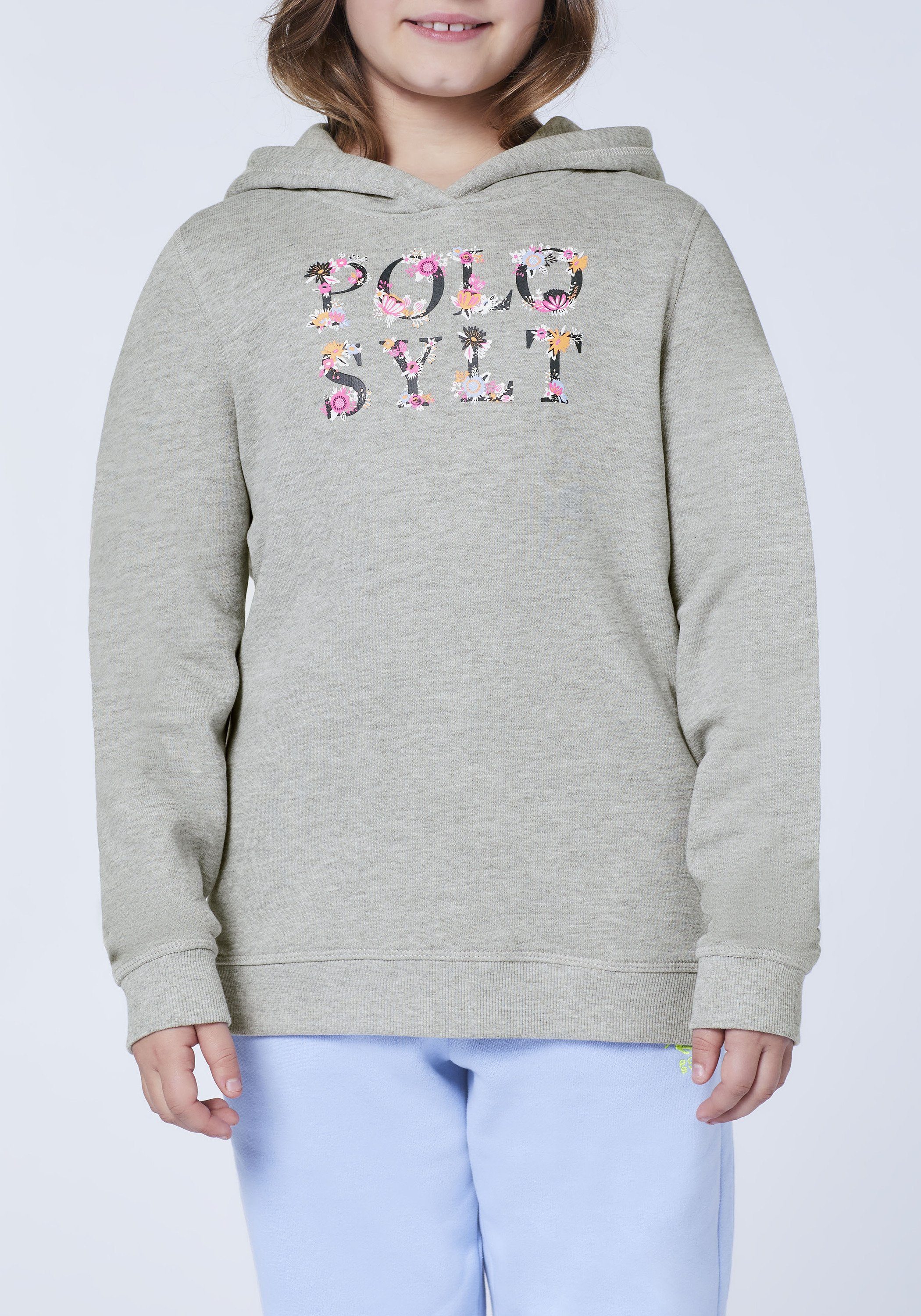 Sylt 17-4402M floralem Polo Gray mit Sweatshirt Neutral Melange Logodesign