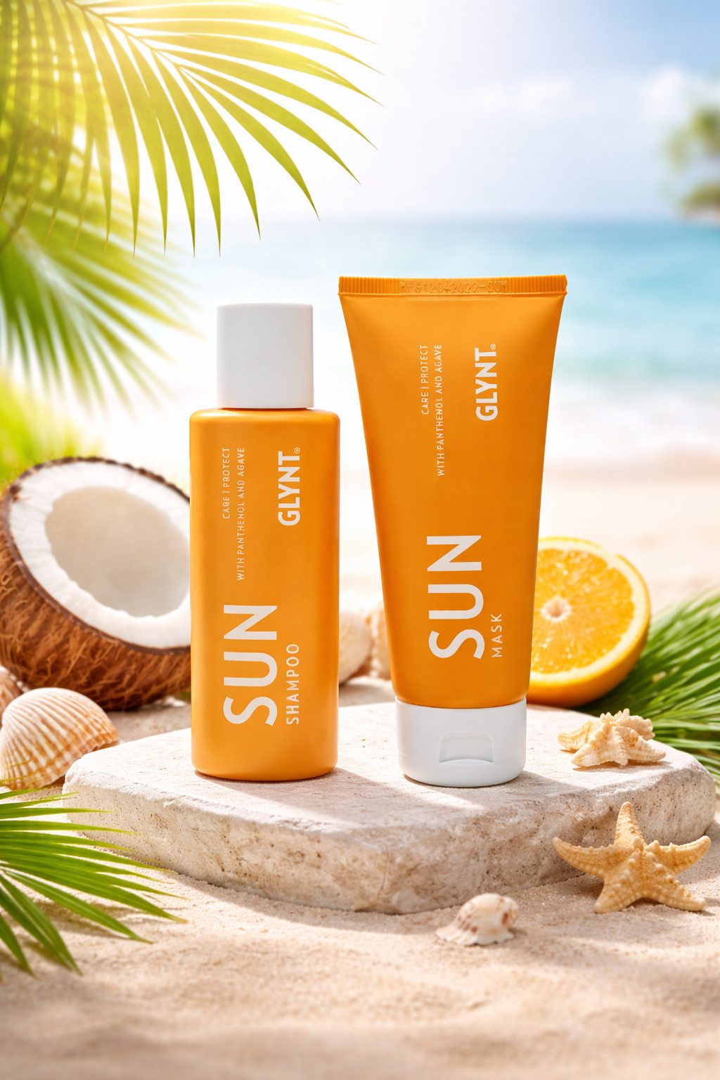 Glynt Haarpflege-Set Sun Care Travel Duo - Shampoo 100 ml + Mask 100 ml, 2-tlg.