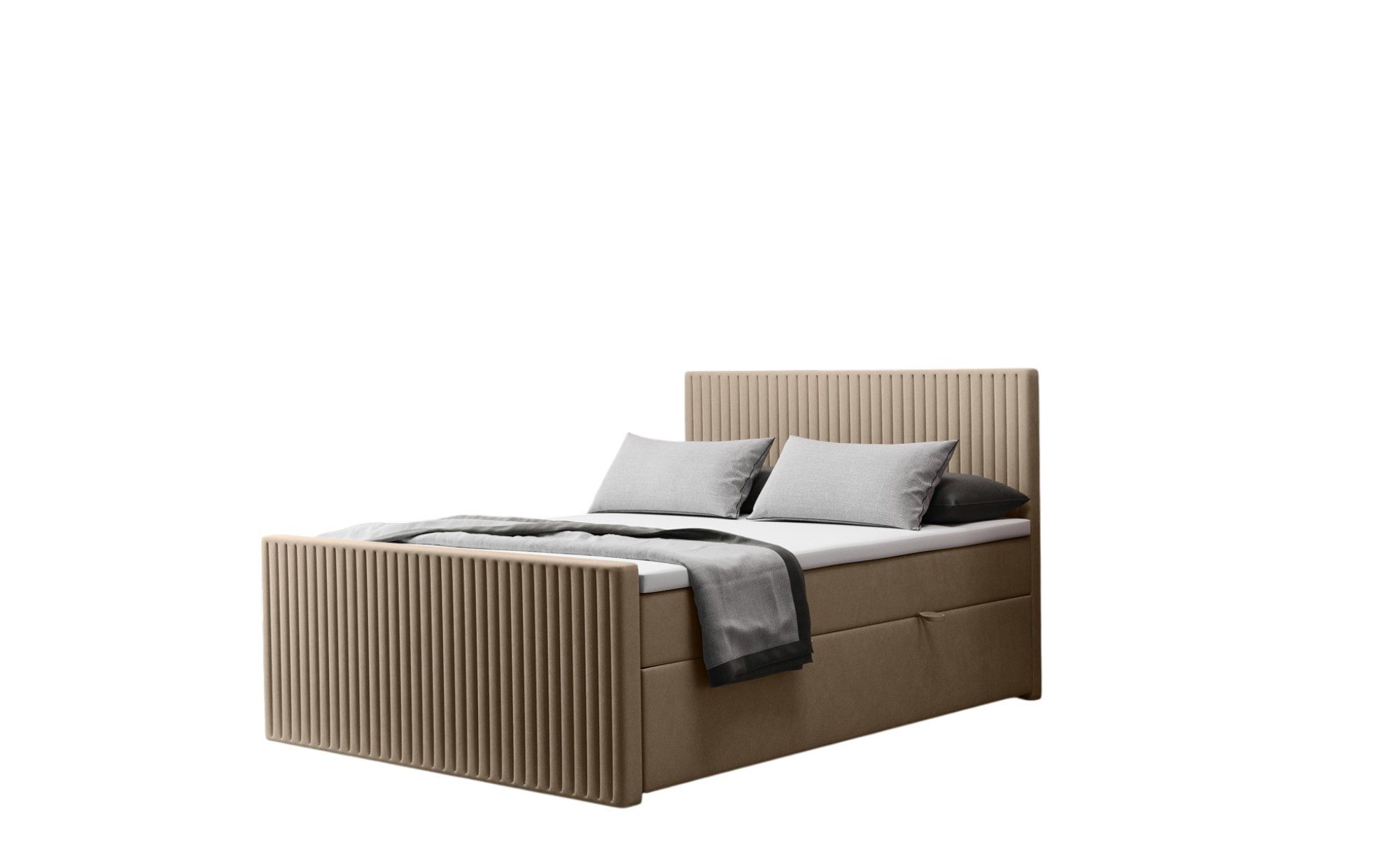 Fun Möbel Boxbett Schlafzimmerbett MONTY Überlänge in Stoff Monolith (inkl. Kaltschaumtopper und Bettkästen), auch in Standardlänge erhältlich