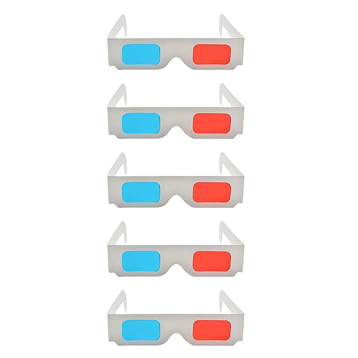 TPFNet 3D-Brille Anaglyphenbrille Rot/Cyan 3D Brille zum Ansehen von  Filmen, 3D-Kino Brille - Material: Karton - Farbe: Weiß - 5 Stück