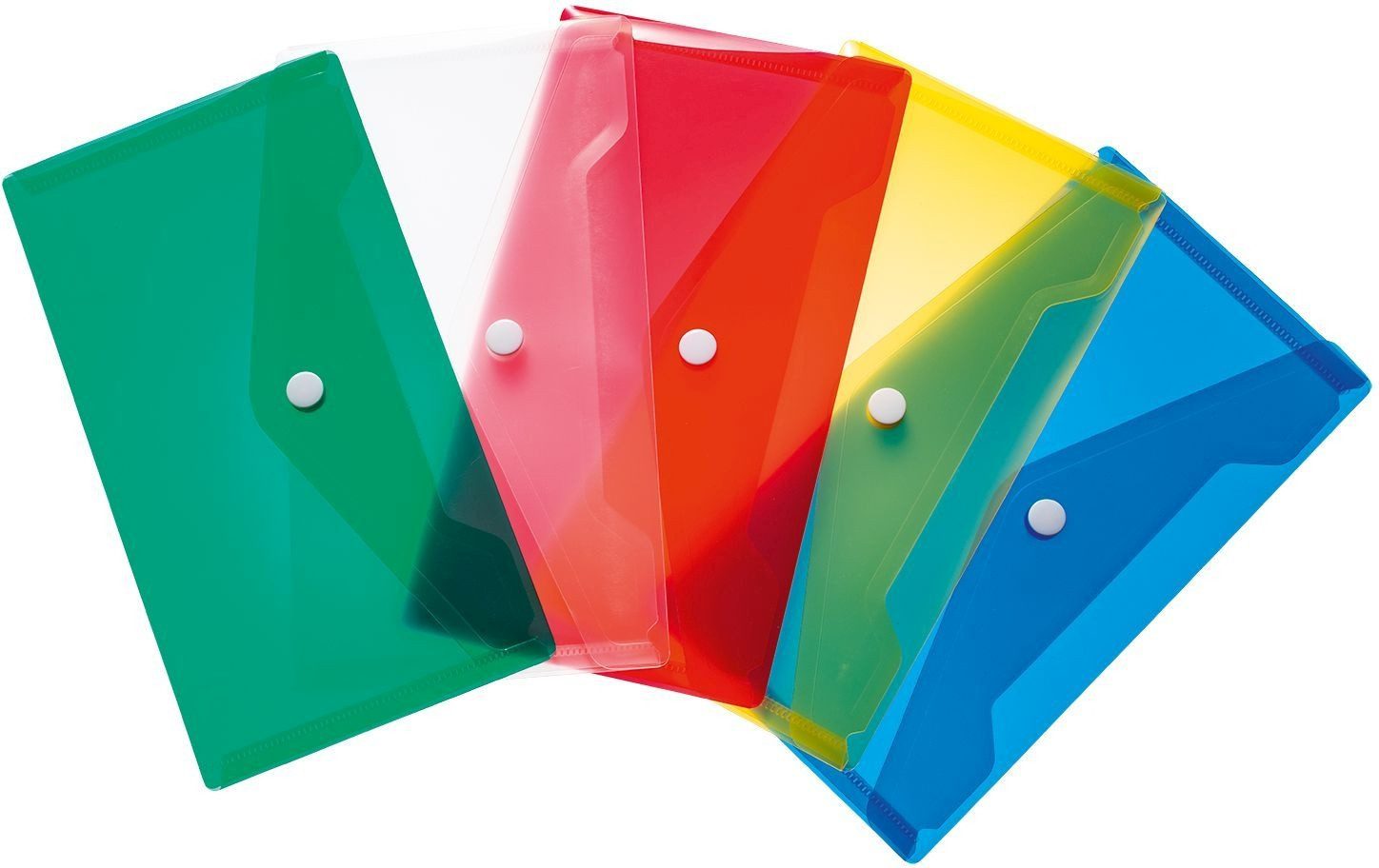 Fächermappe Brieftaschen DIN lang PP Standardfarben sortiert VE=5 Stück (48 Stück)