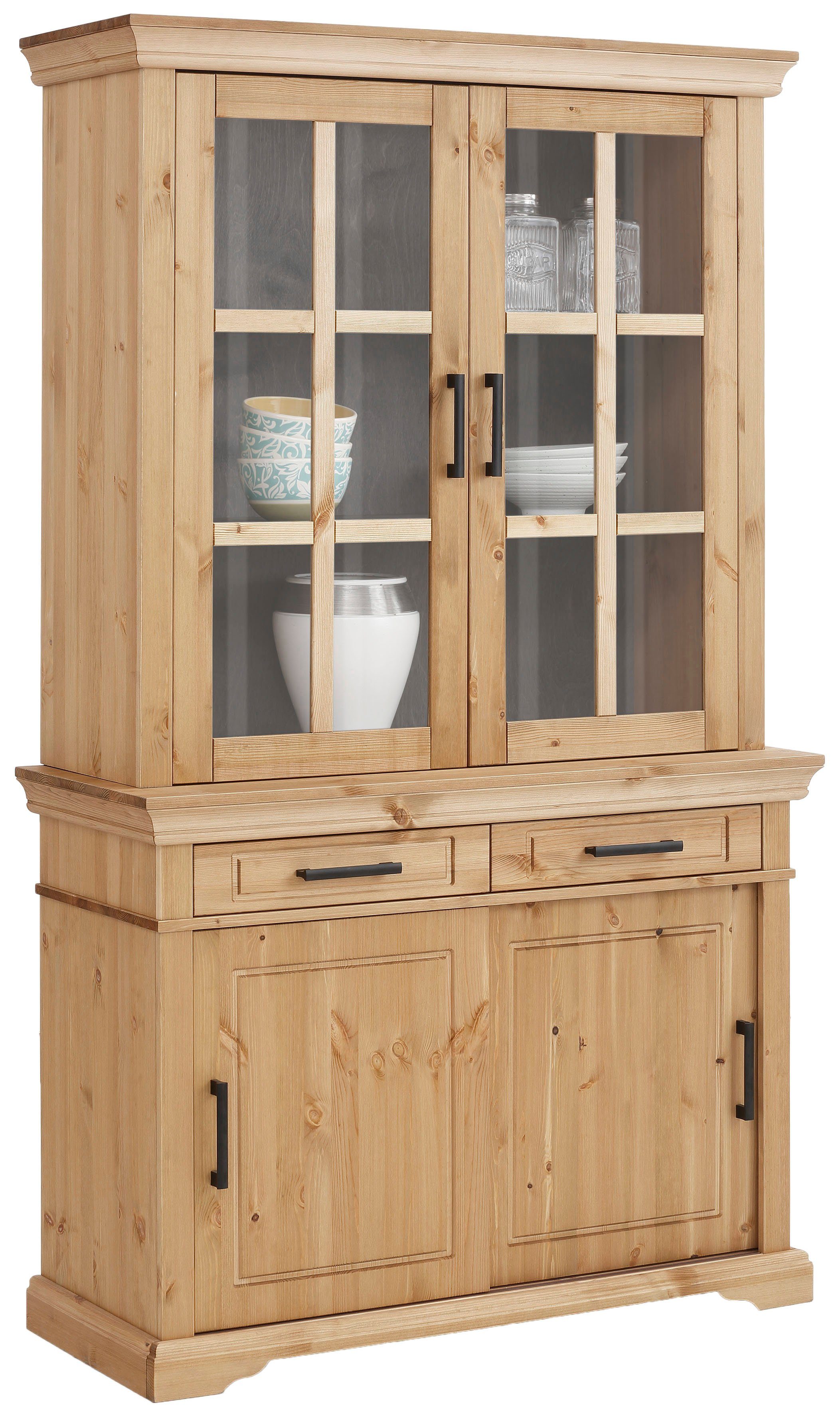 Home affaire Vitrine Anabel aus massiver Kiefer, Breite 110 cm. natur/wenge