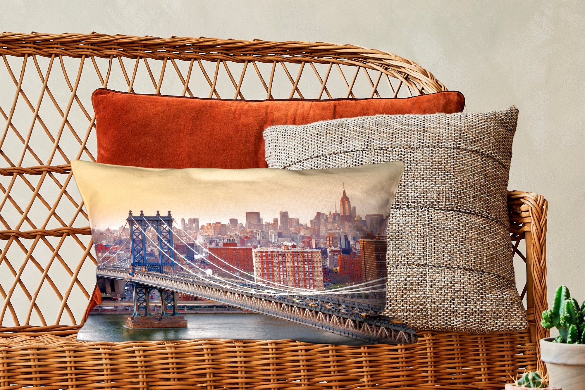 Dekoration, Dekokissen Zierkissen, Füllung, Wohzimmer York, in Manhattan-Brücke mit New MuchoWow Schlafzimmer Dekokissen