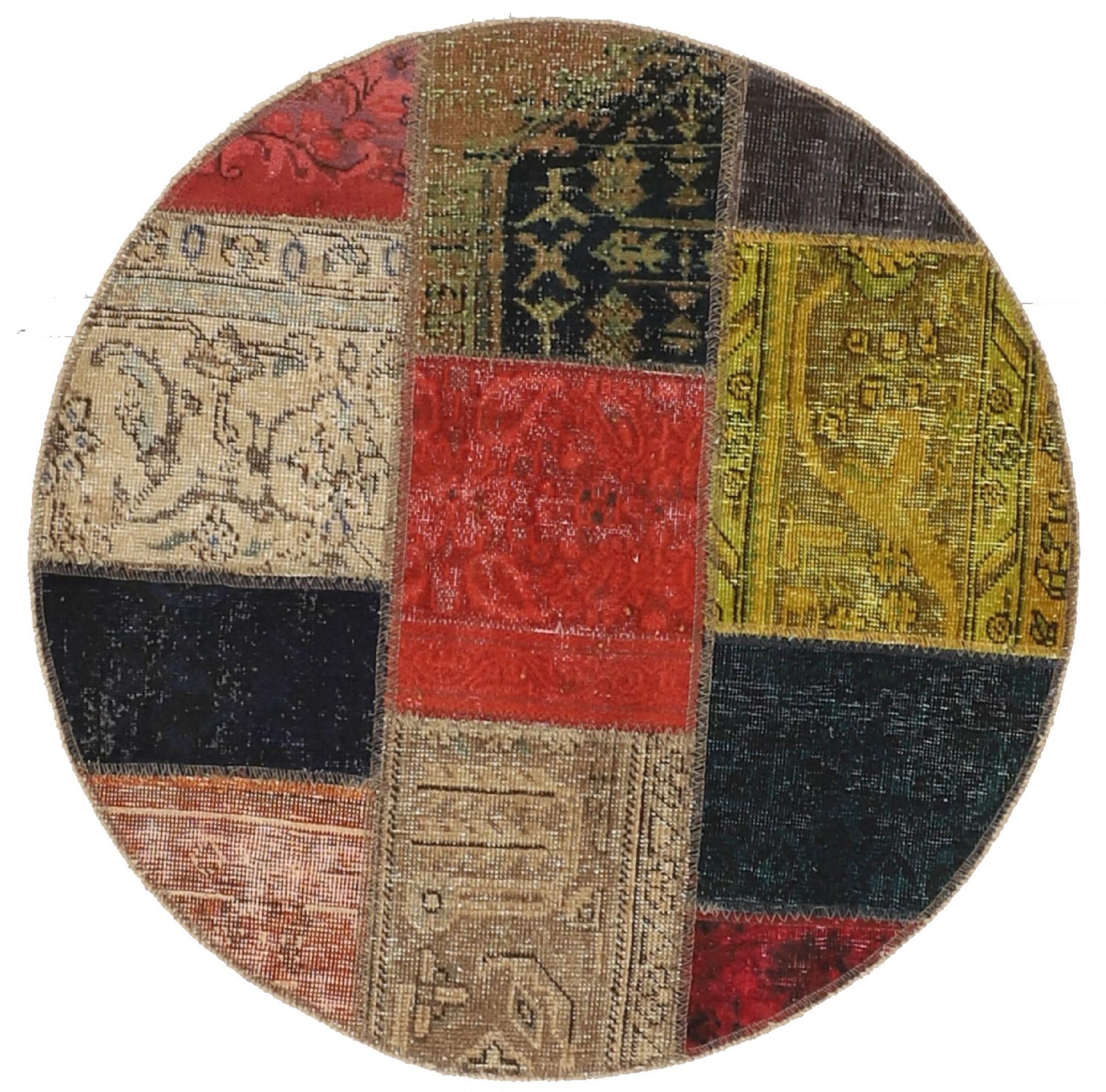 Orientteppich Patchwork 101x101 Handgeknüpfter Moderner Orientteppich /