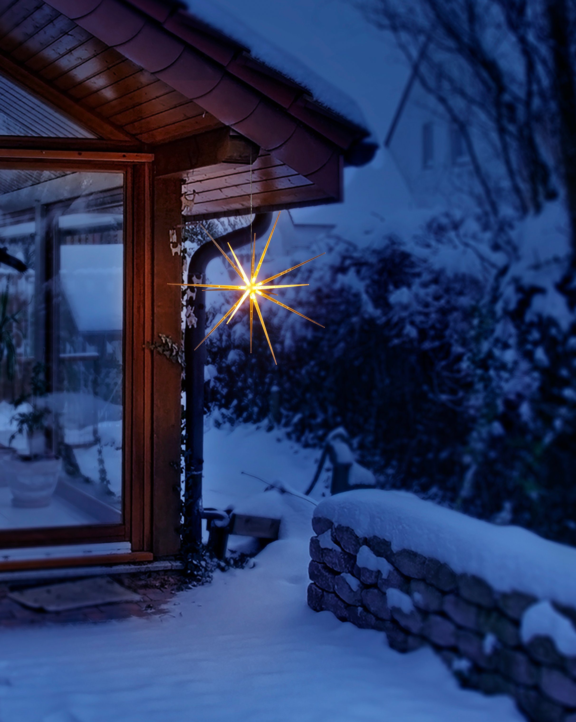 BONETTI LED mit ca. 51 8 verschiedenen getrennt cm Weihnachtsdeko Timerfunktion, Stern schaltbar, Leuchtfunktionen aussen, integriert, fest Warmweiß, je Stern, Weihnachtsstern, LED Ø