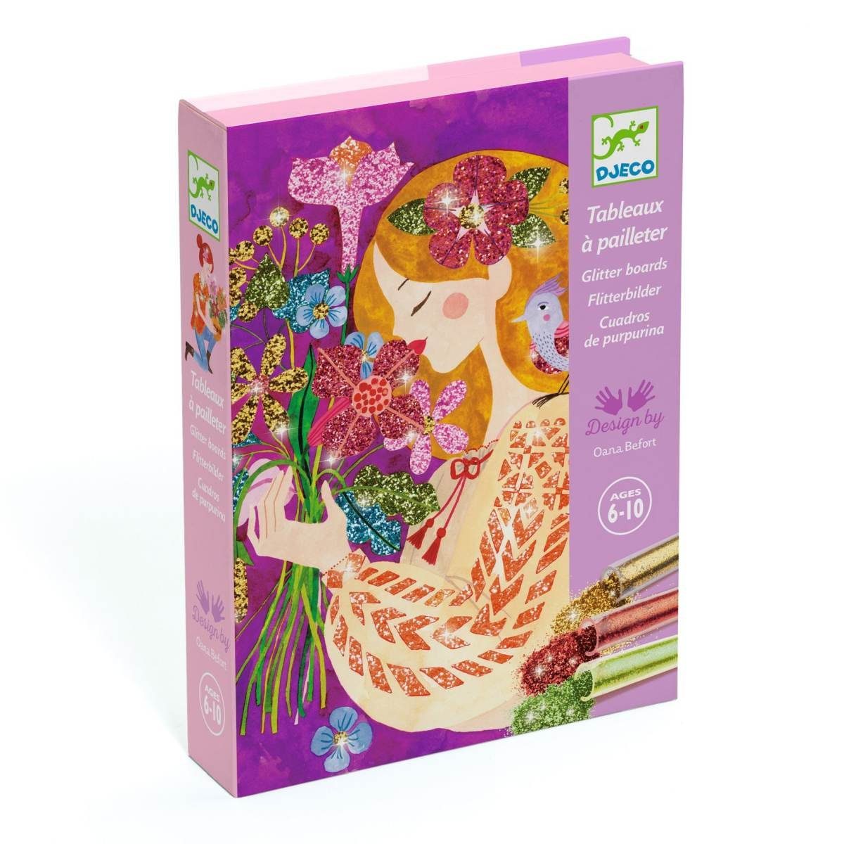 DJECO Glitzersand Bastelpackung mit Blumenduft Glitzersand Glitzerbilder Kreativset