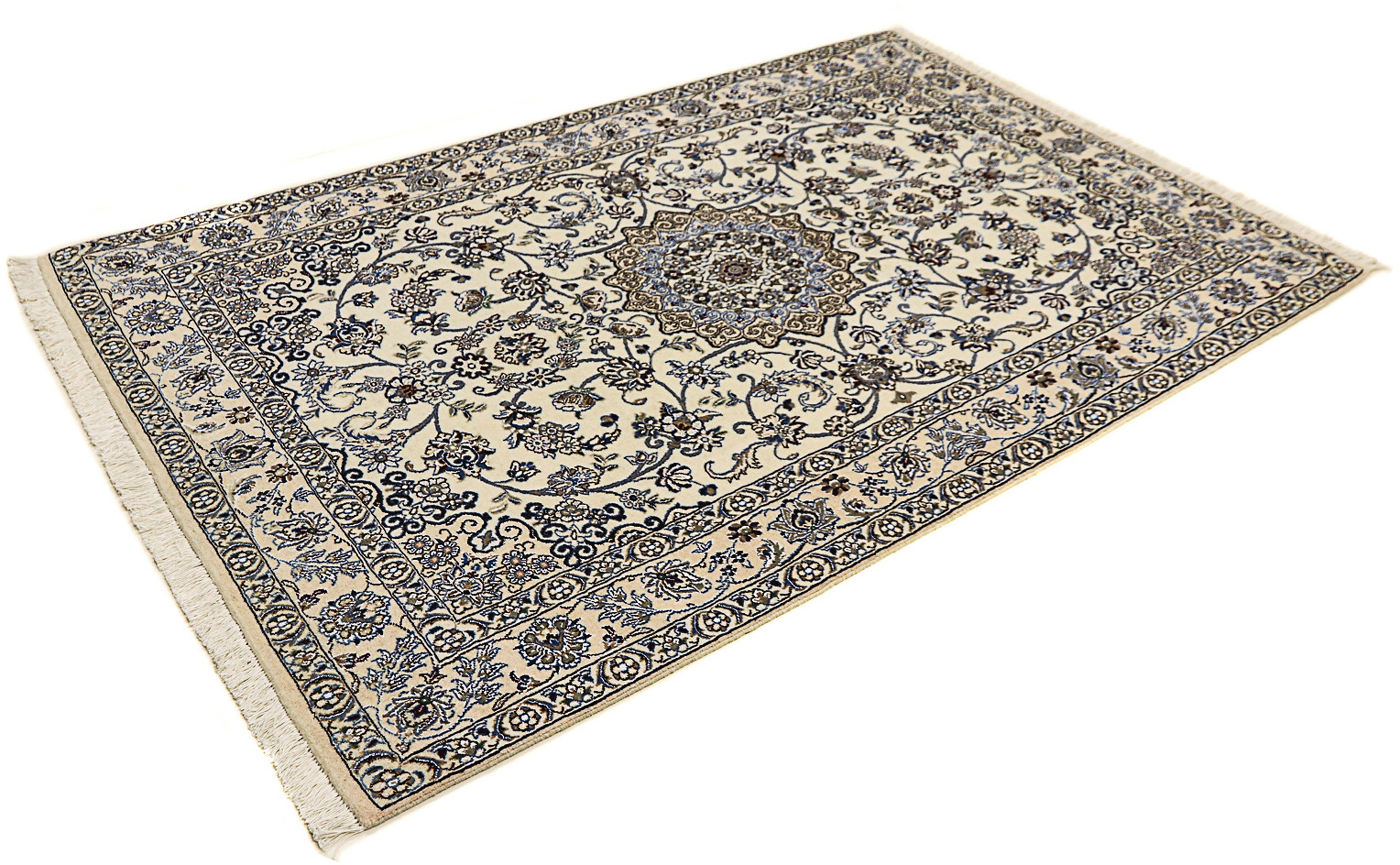 Orientteppich Perser - Nain - Royal - 206 x 130 cm - beige, morgenland, rechteckig, Höhe: 10 mm, Wohnzimmer, Handgeknüpft, Einzelstück mit Zertifikat