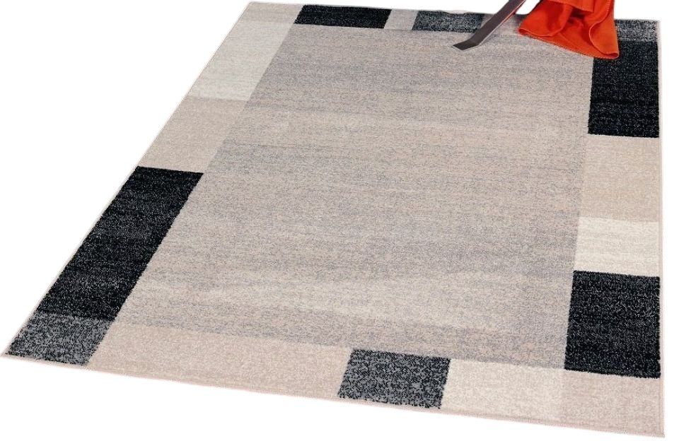 Peyer Syntex Teppich Teppich modern Design, grau, Rechteckig, Höhe: 8 mm, mit Bordüre Wohnzimmer