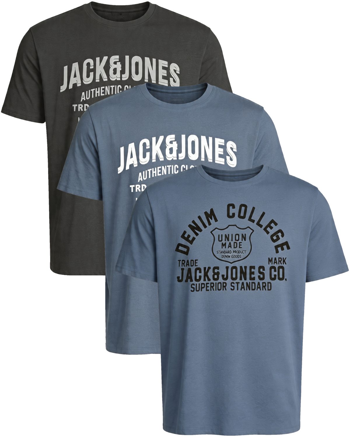 Jack & Jones T-Shirt Stilvolles Slim-Fit oder Regular Shirt mit Printdruck (3er-Pack) Printdruck