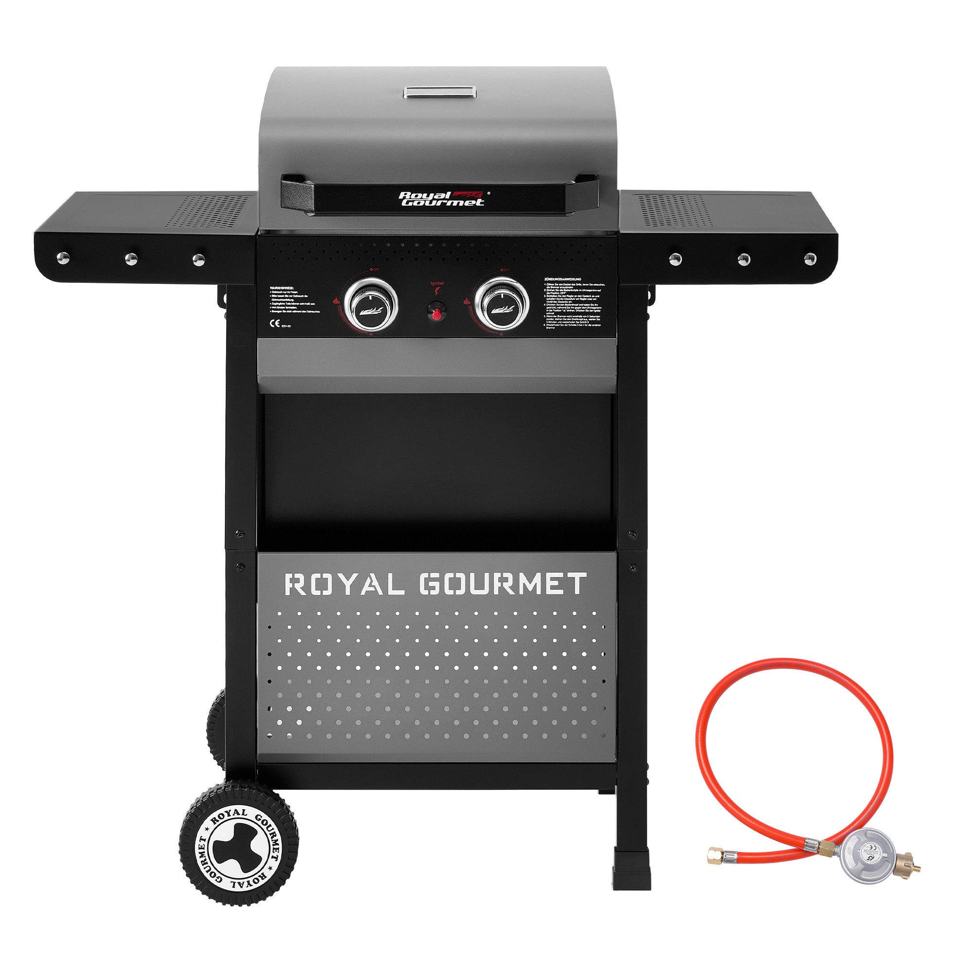 Royal Gourmet Gasgrill Grillwagen mit Gasbrennern, 2-Brenner (5 kW) oder 4-Brenner (10 kW), 2-Brenner, Grillwagen mit zwei 2,5 kW-Brennern
