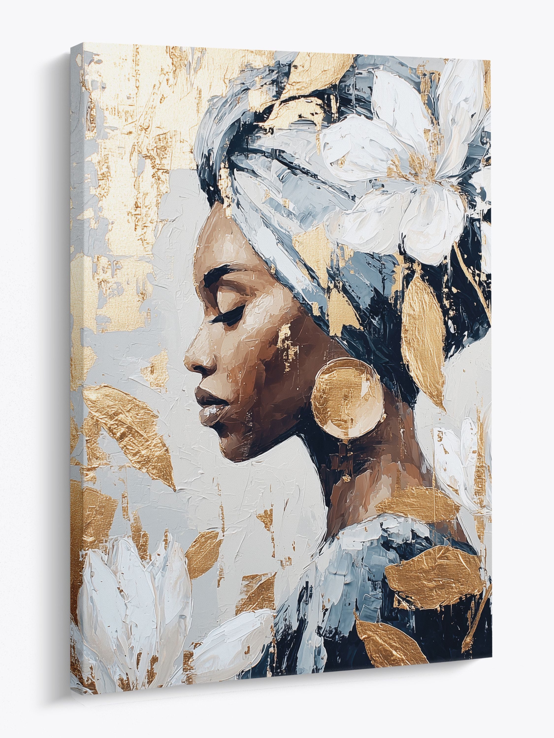artissimo Leinwandbild Bild auf Leinwand 50x70 cm Wandbild - moderne Kunst beige gold, Fashion-Art: Abstract woman II