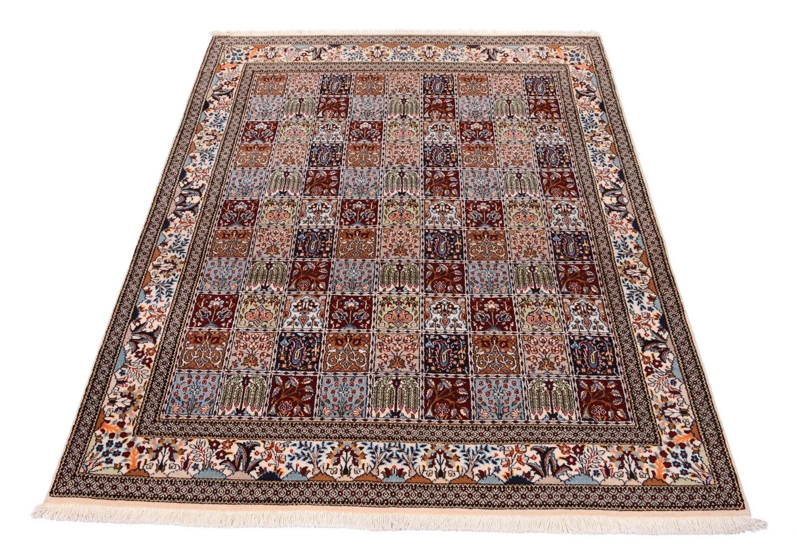 CABBEL Orientteppich Handgeknüpfter Perserteppich 240x170 cm im Moud-Design aus Schurwolle, rechteckig, Höhe: 10 mm, feine Knüpfung, detailreiches Feldermotiv, persische Handarbeit