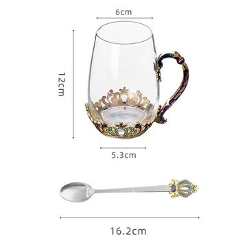 Lubgitsr Teeglas Handgemachte Glas Kaffeetassen Teetasse mit Löffel,Personalisierte